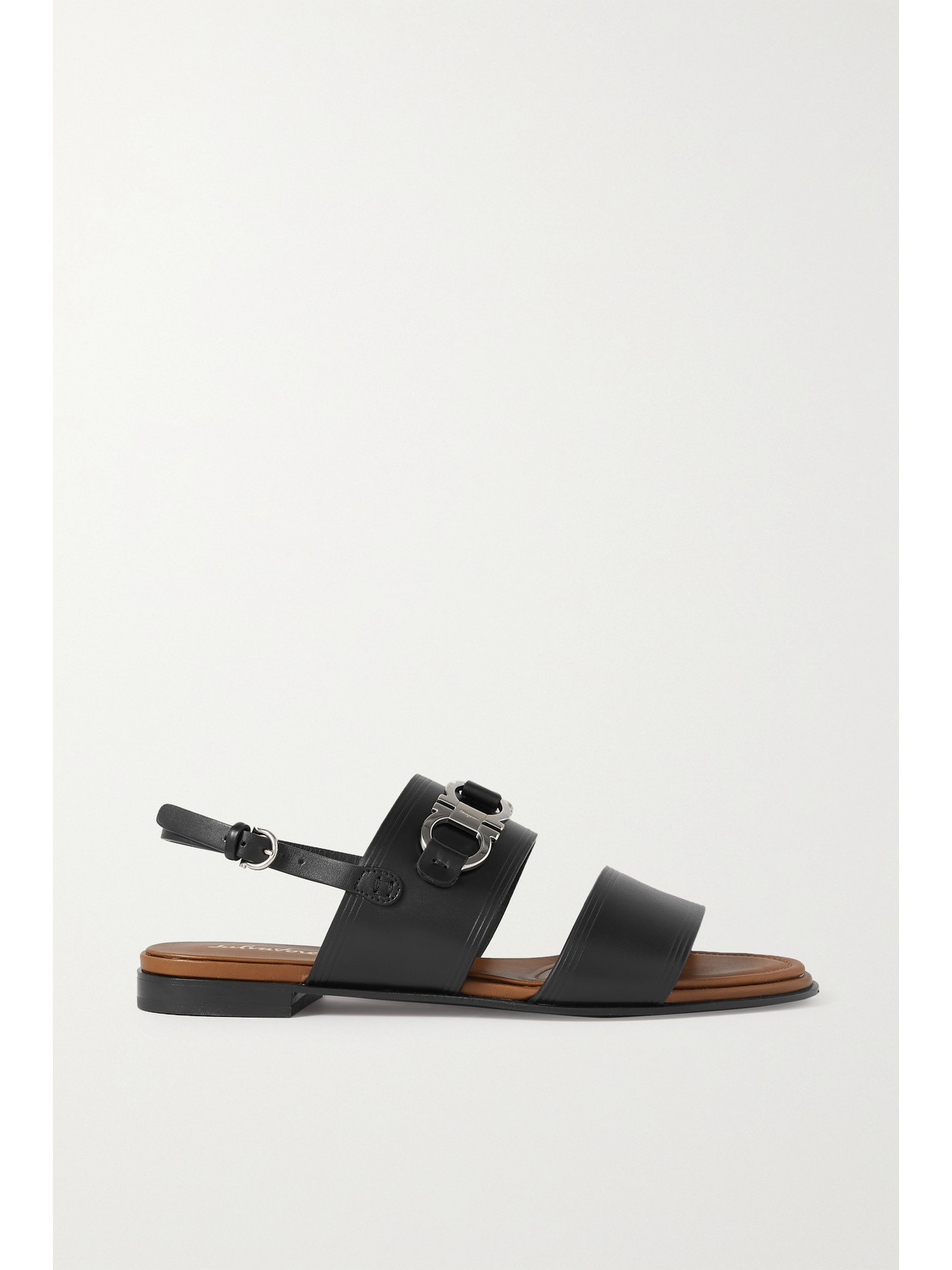 Ferragamo Gancini-plaque Leather Sandals In Black