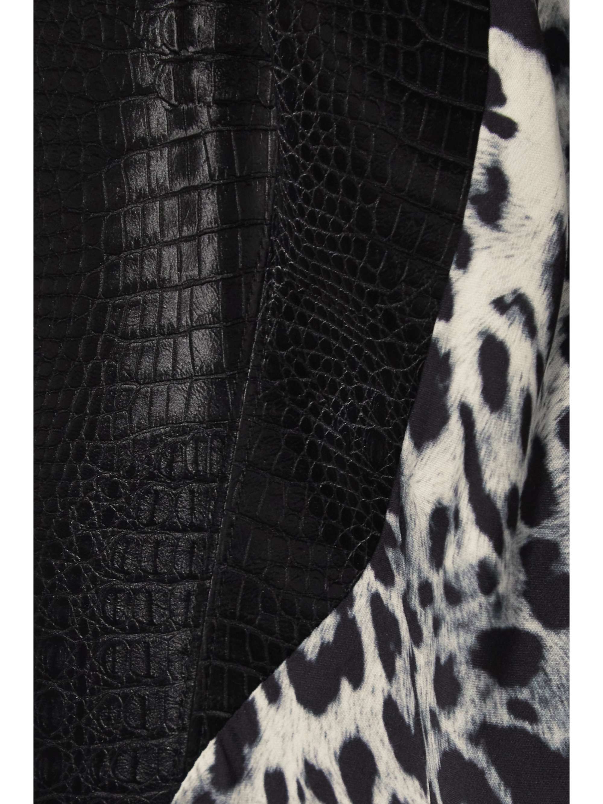HALPERN Croc-effect faux leather and leopard-print satin midi dress