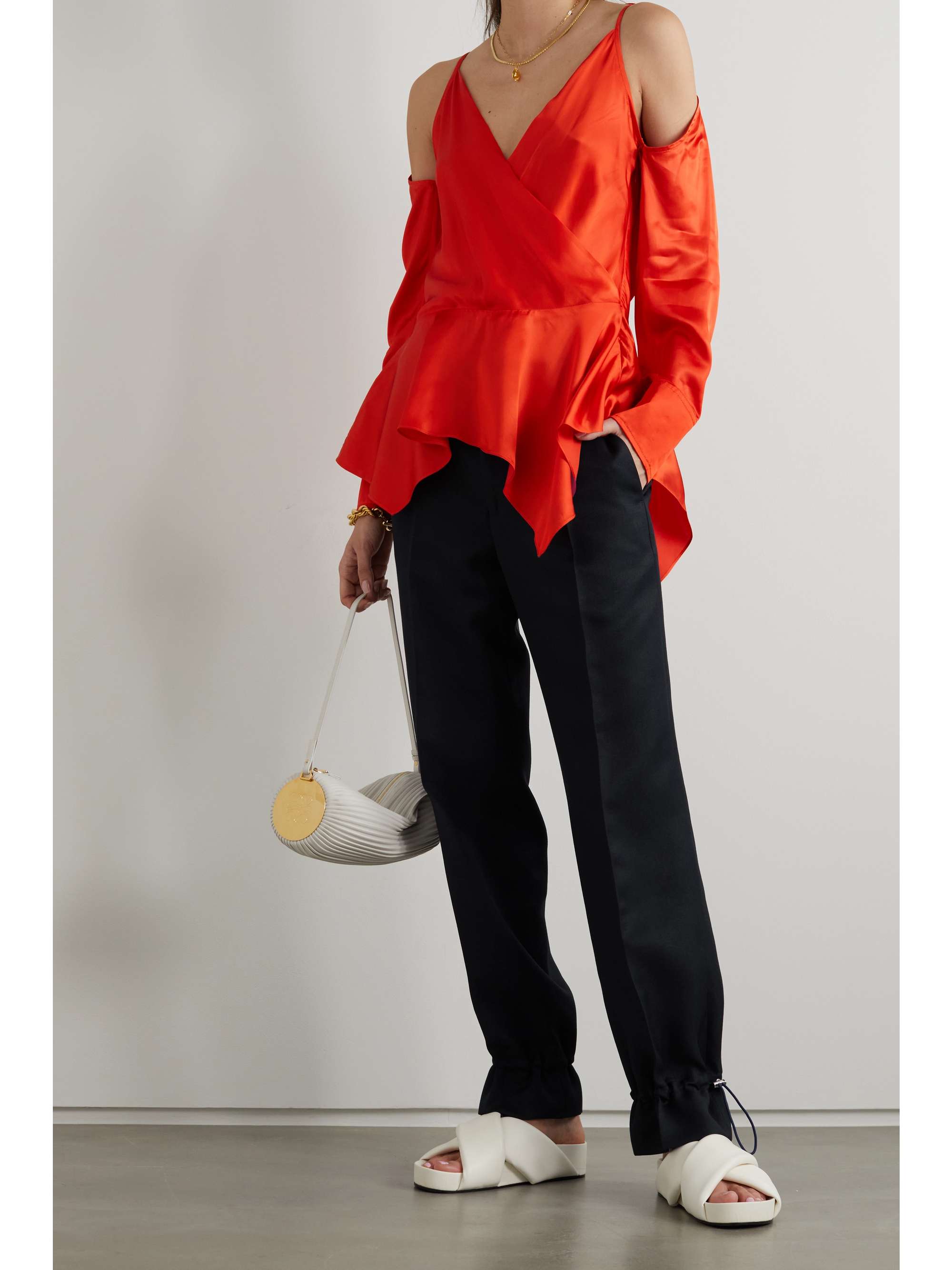 Navy Wool-twill straight-leg pants | JW 