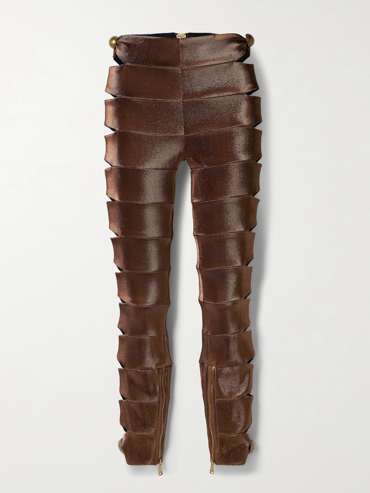 Area Embellished Cutout Metallic Stretch-twill Leggings - large