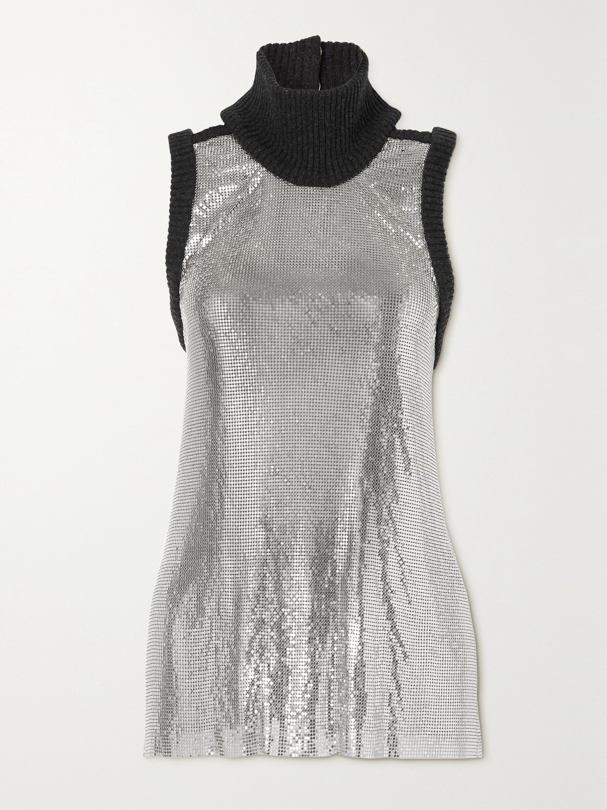 Christopher Kane Backless Chainmail And Ribbed-knit Top - Silver