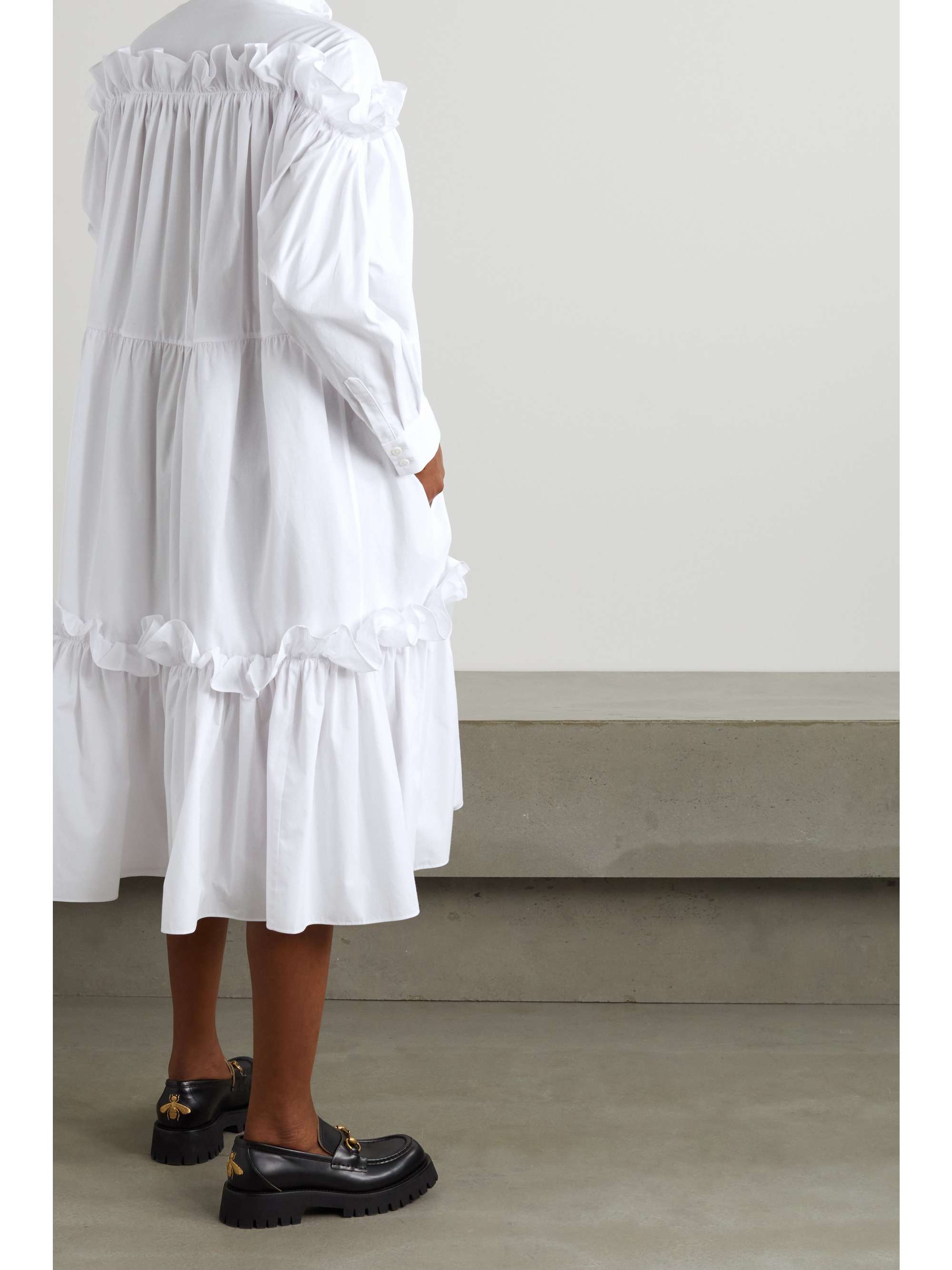 PREEN BY THORNTON BREGAZZI Bendir ruffled cotton midi shirt dress