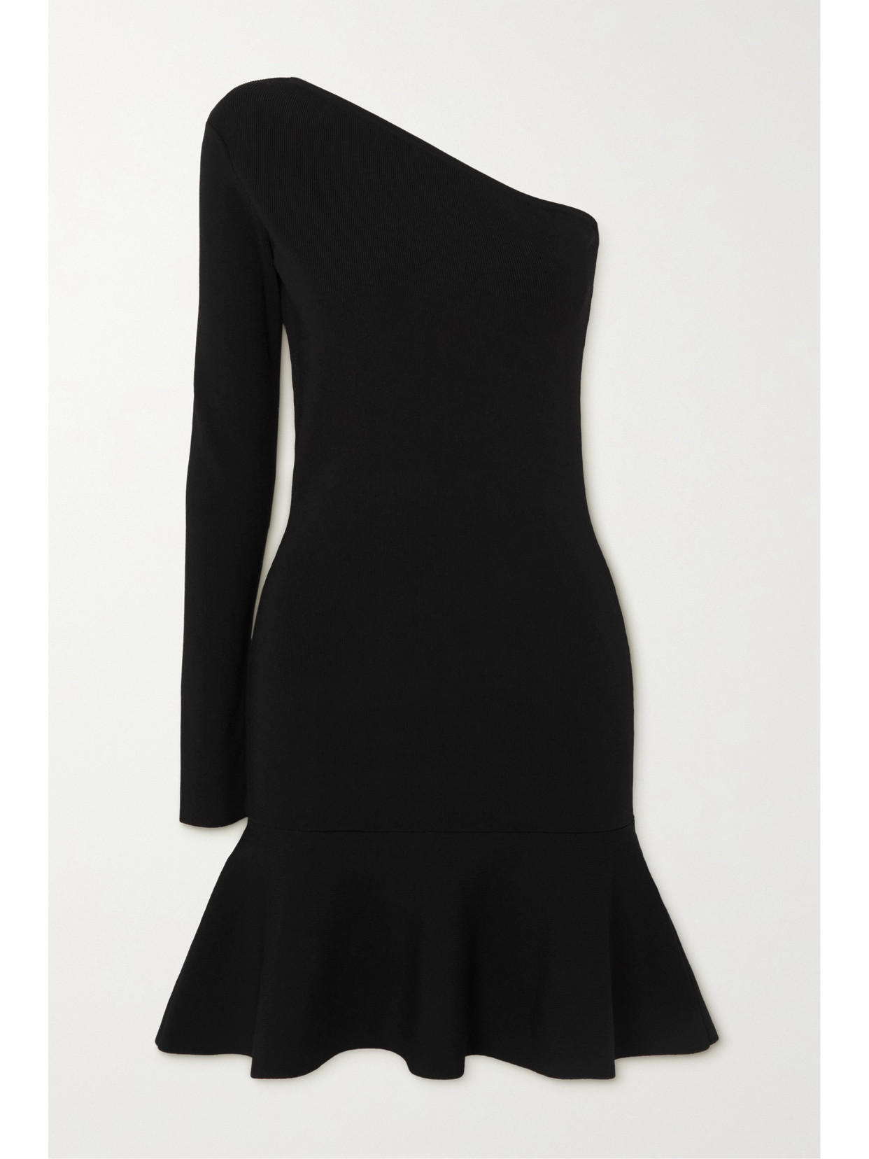 JW ANDERSON ONE-SHOULDER RUFFLED STRETCH-KNIT MINI DRESS
