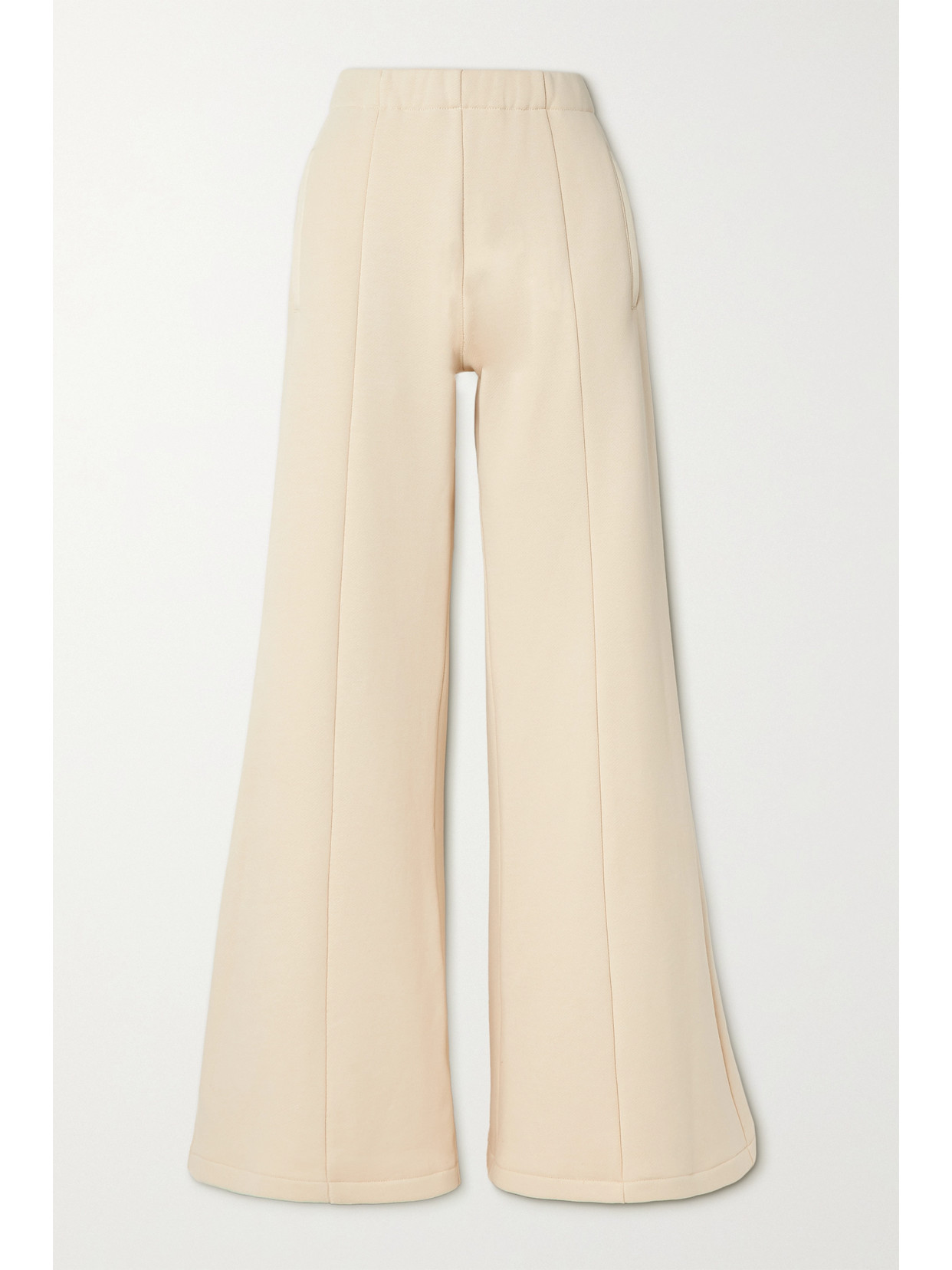 Amiri Paneled Cotton-jersey Wide-leg Track-pants In Cream