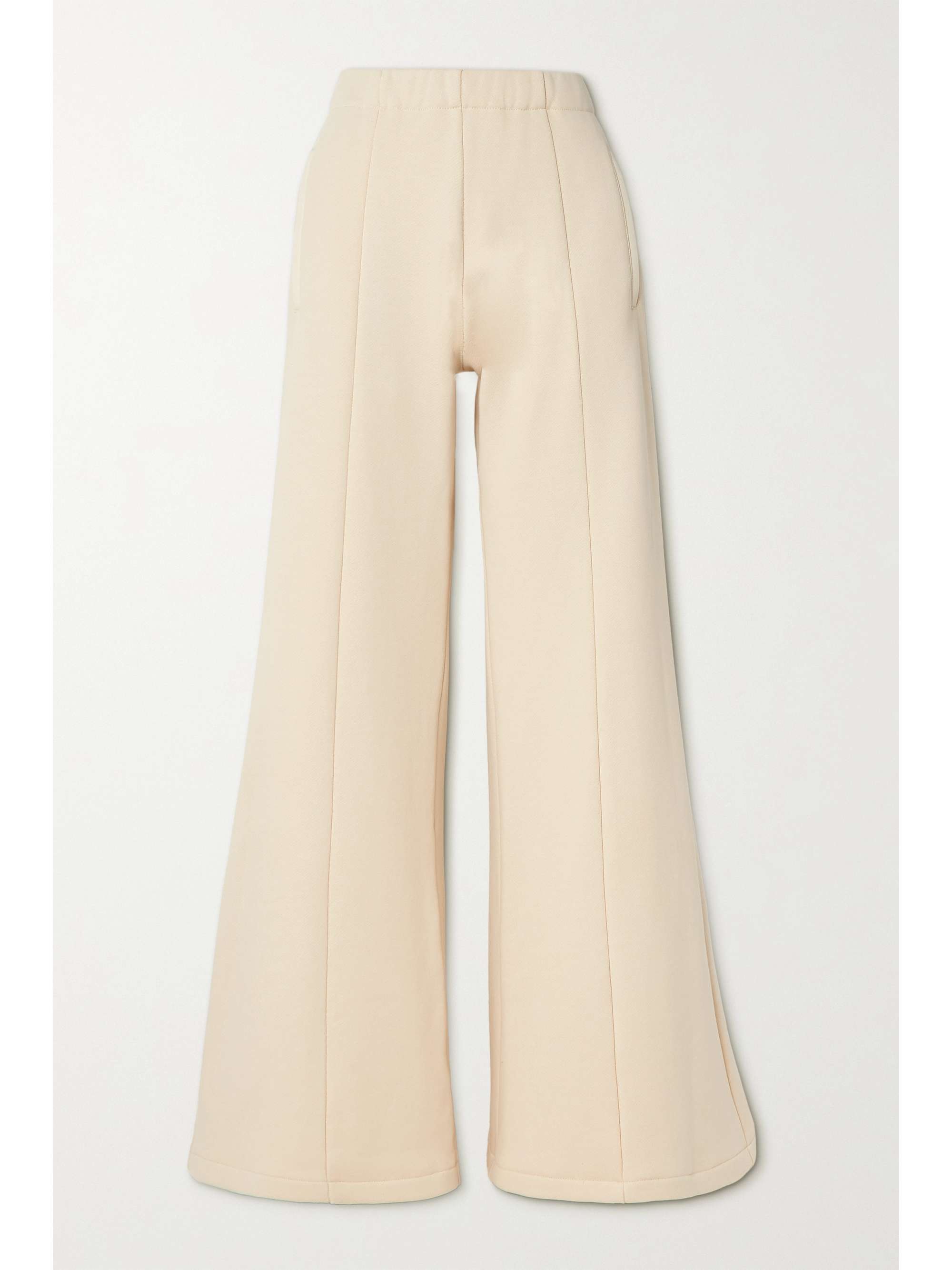 Cream Paneled cotton-jersey wide-leg 