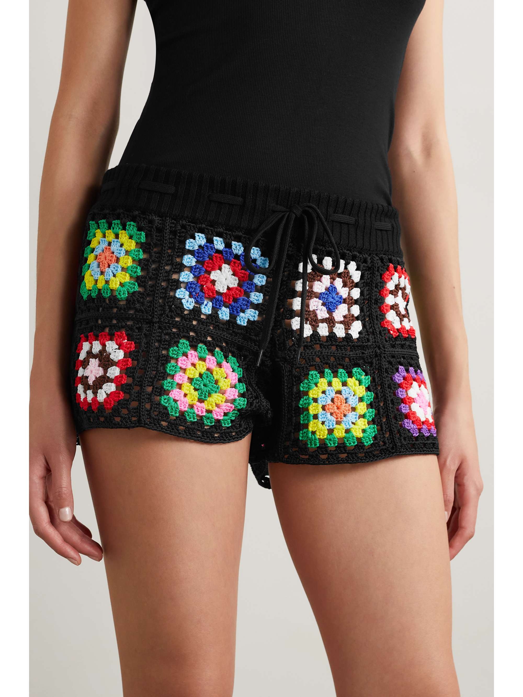 Crochet-paneled Denim Shorts | eduaspirant.com