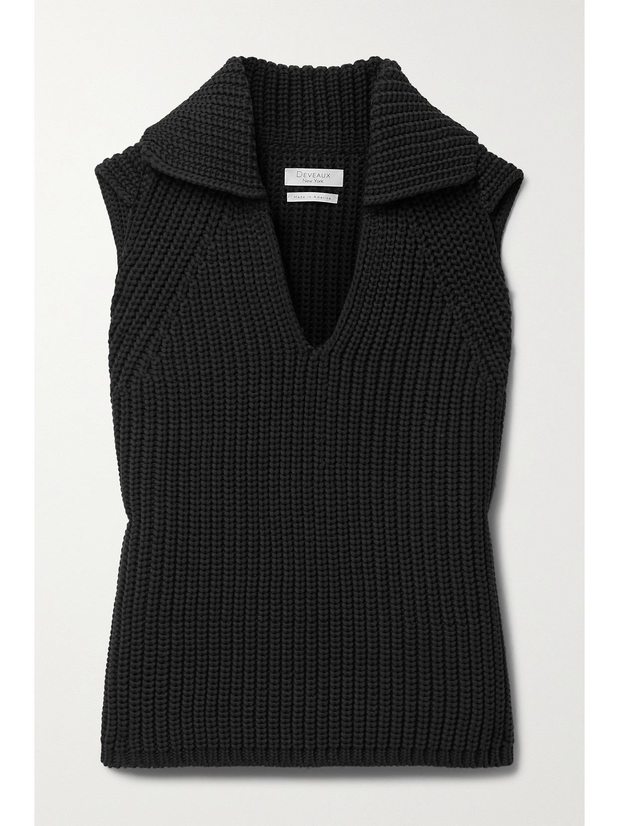 Deveaux Ribbed-knit Cotton-blend Sweater Vest In Black