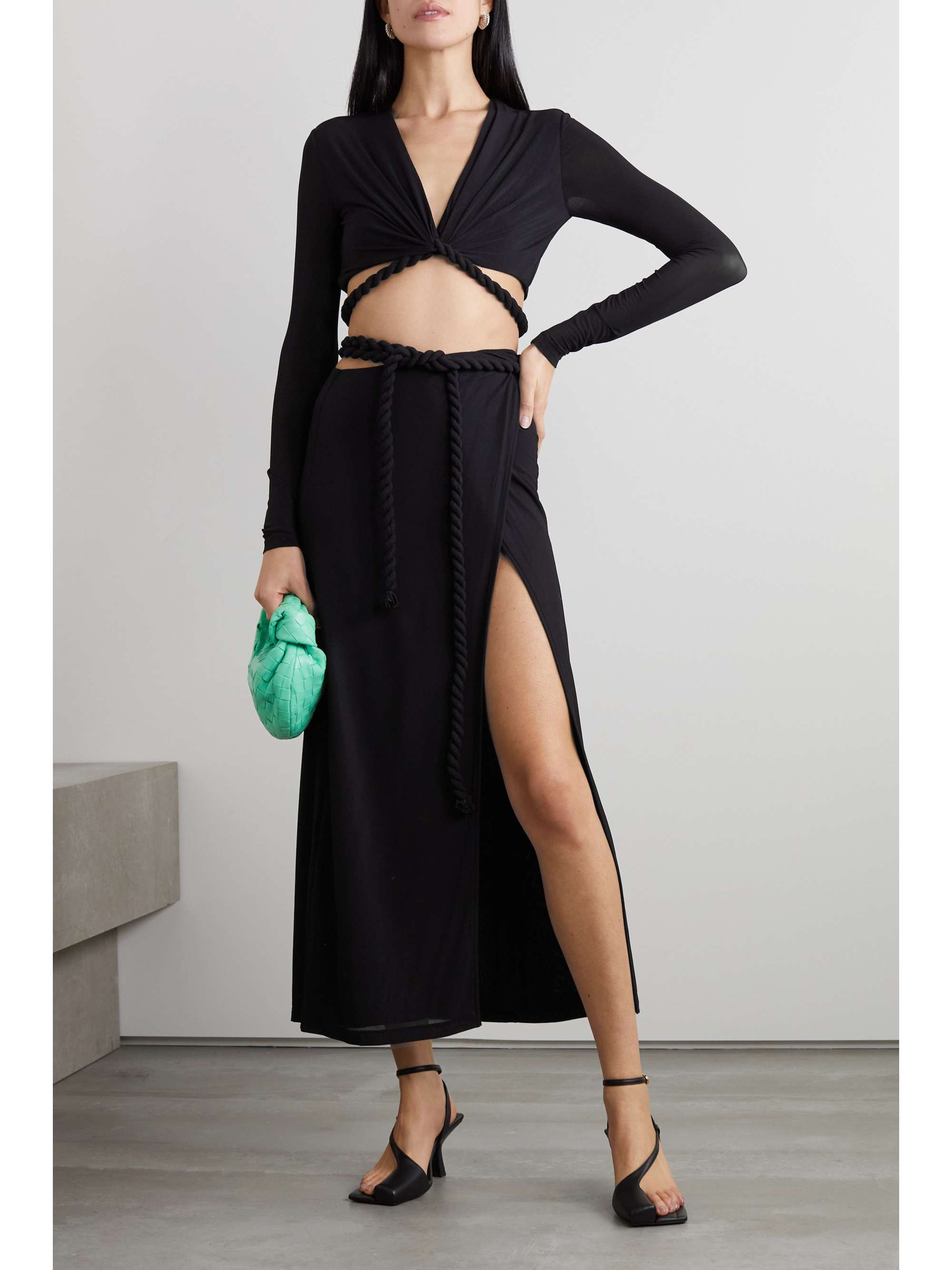 DION LEE Stretch-jersey wrap midi skirt | NET-A-PORTER