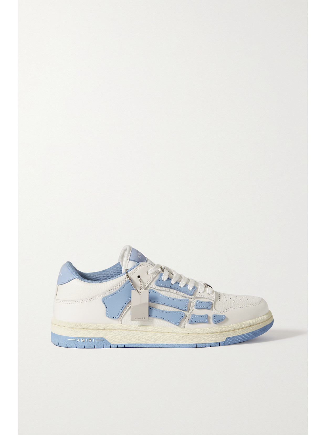 Amiri Skel Textured And Smooth Leather Sneakers In White