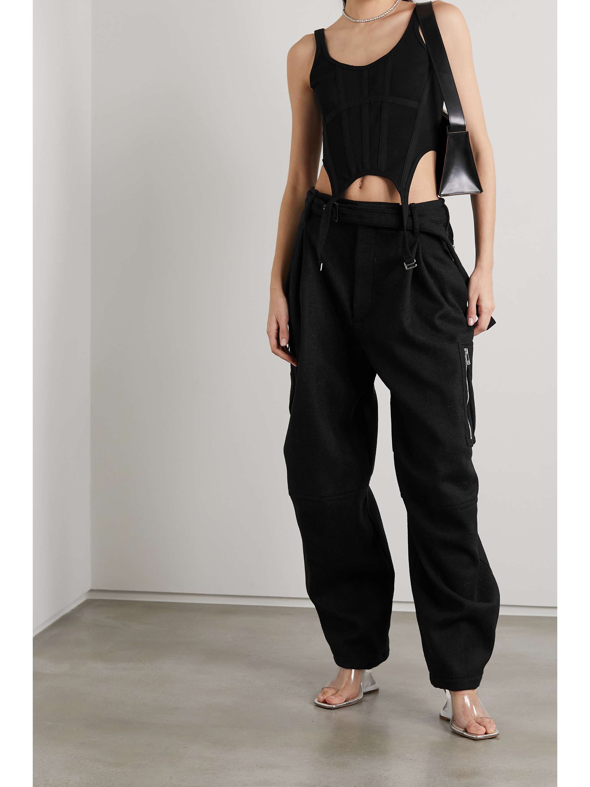 DION LEE Ribbed stretch organic cotton-jersey bustier top