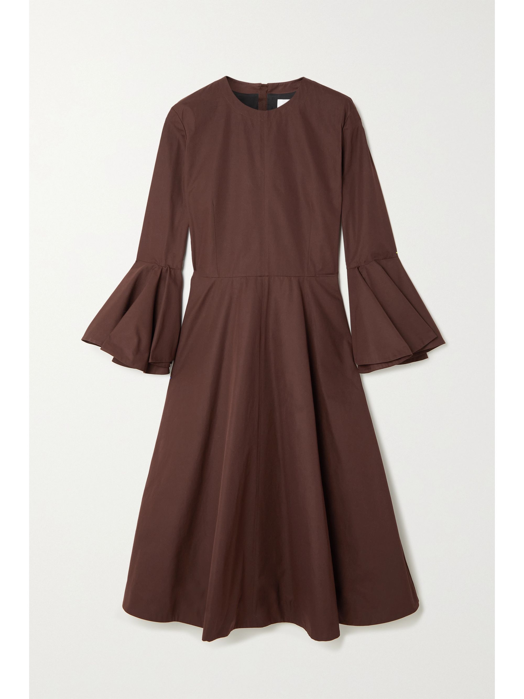 JIL SANDER Fluted organic cotton-poplin midi dress
