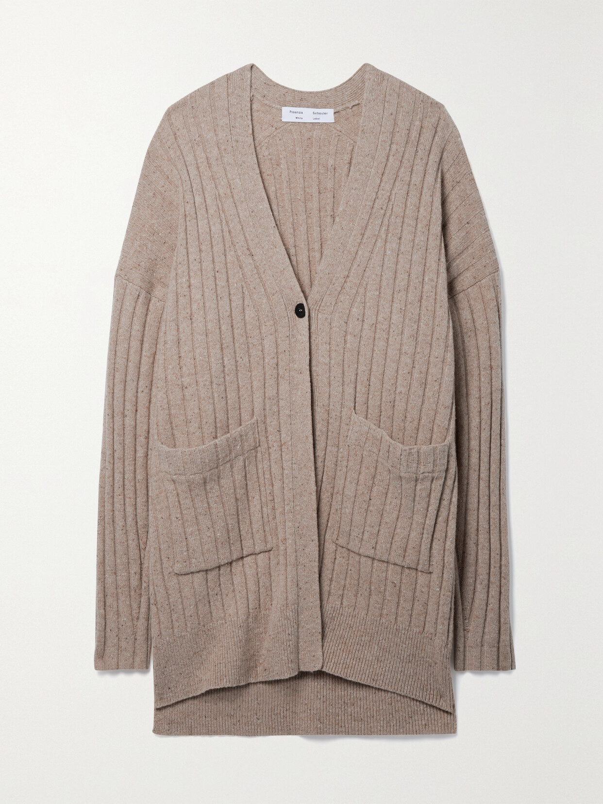 Proenza Schouler White Label Oversized Ribbed Wool-blend Cardigan In Neutrals