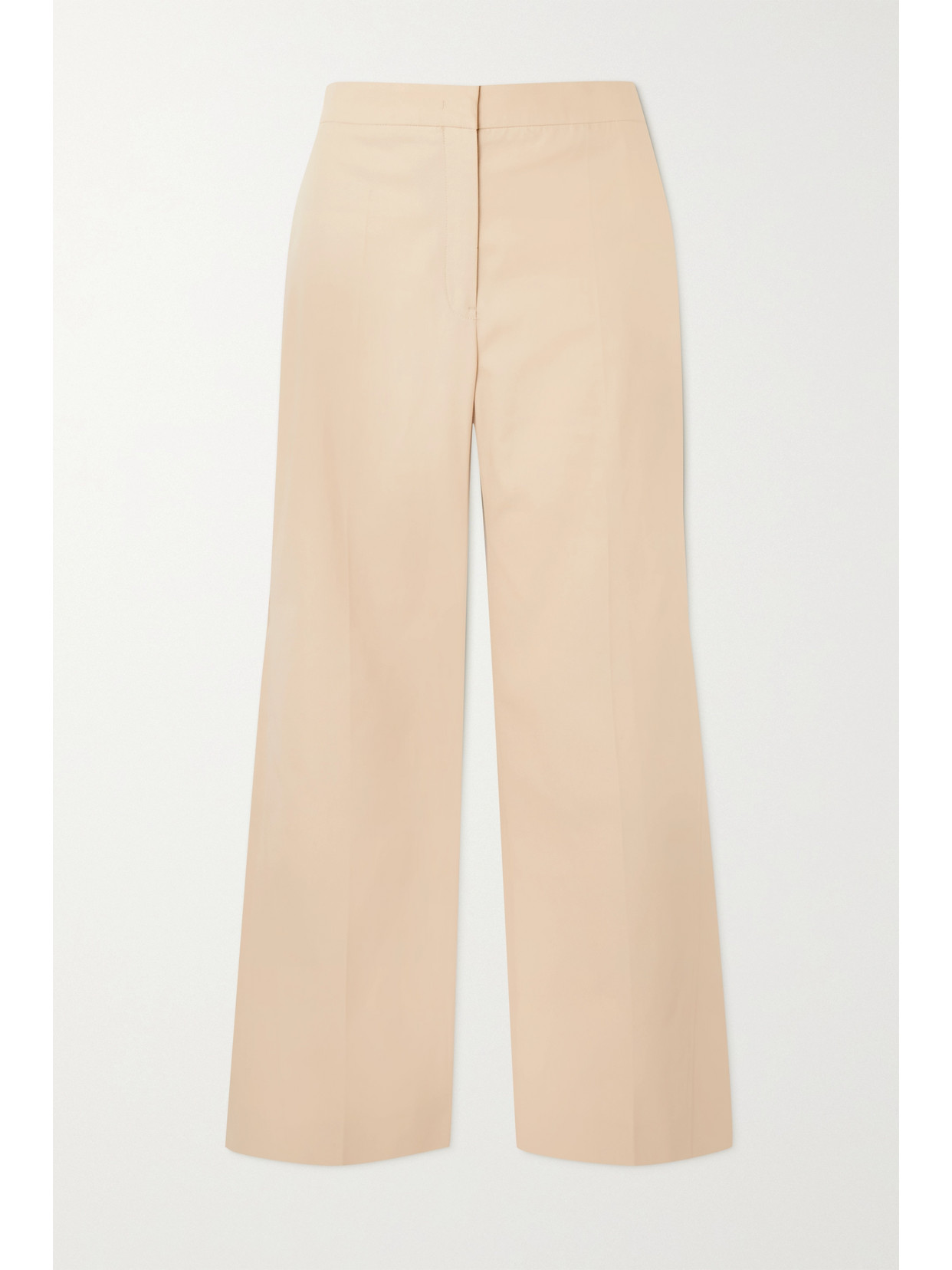 Shop Jil Sander Cropped Cotton-gabardine Wide-leg Pants In Neutrals