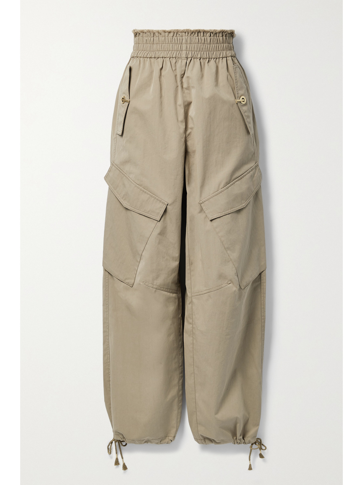 Dion Lee Parachute Frayed Cotton-blend Wide-leg Cargo Pants - Neutrals