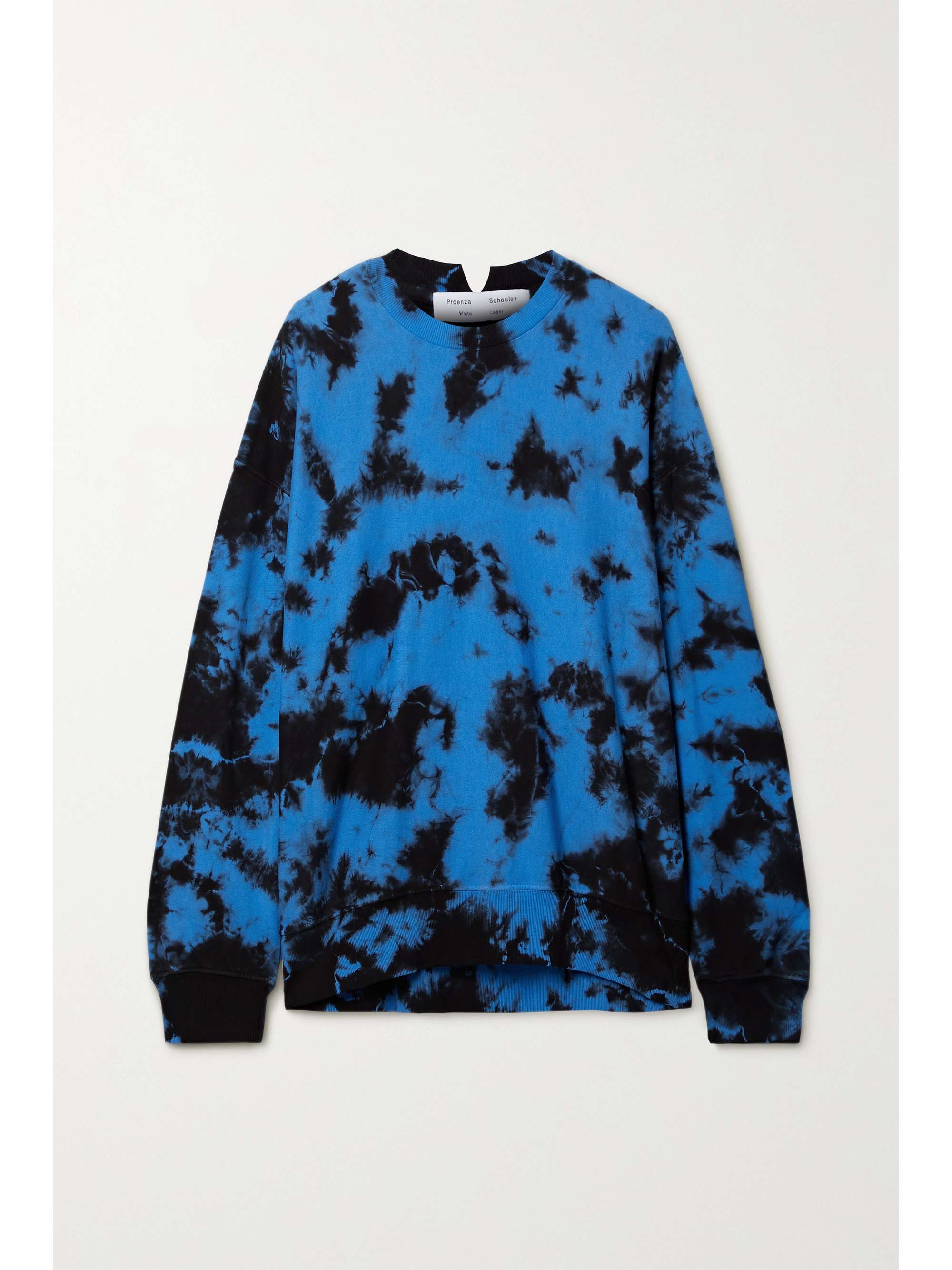 white and blue tie dye sweatshirt