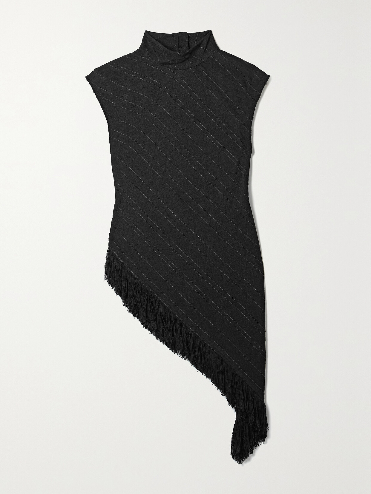 PROENZA SCHOULER ASYMMETRIC FRINGED CREPE TOP