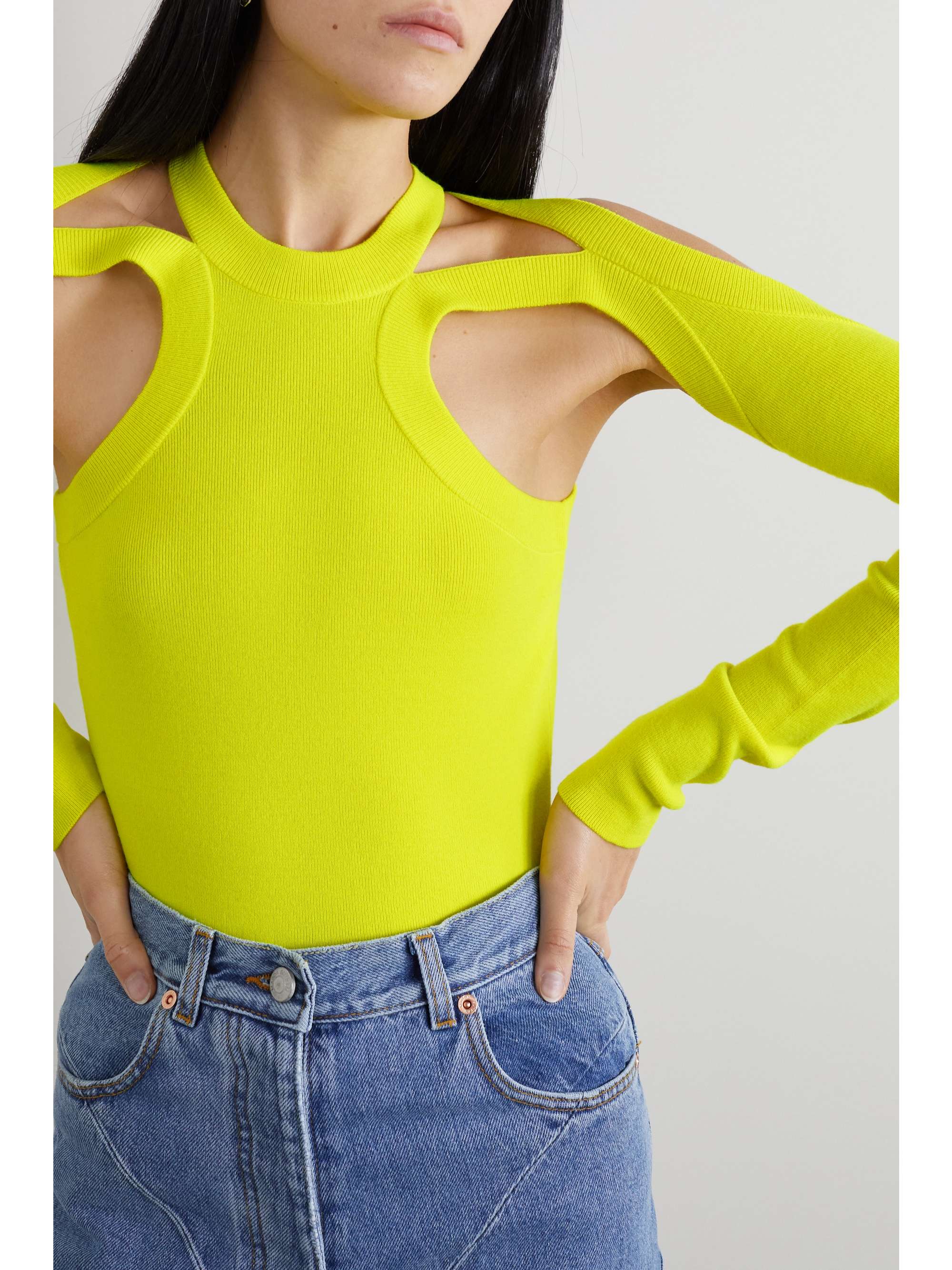 DION LEE Cutout merino wool-blend top