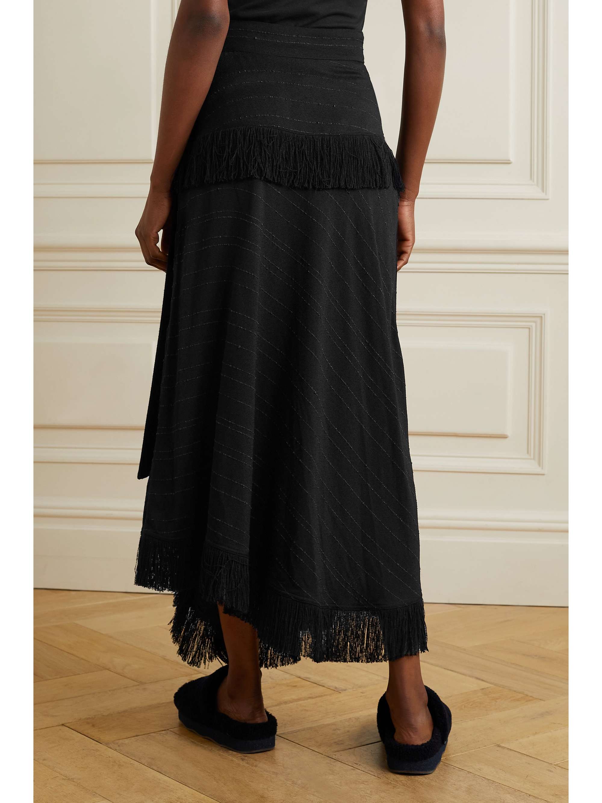 PROENZA SCHOULER Wrap-effect fringed crepe skirt