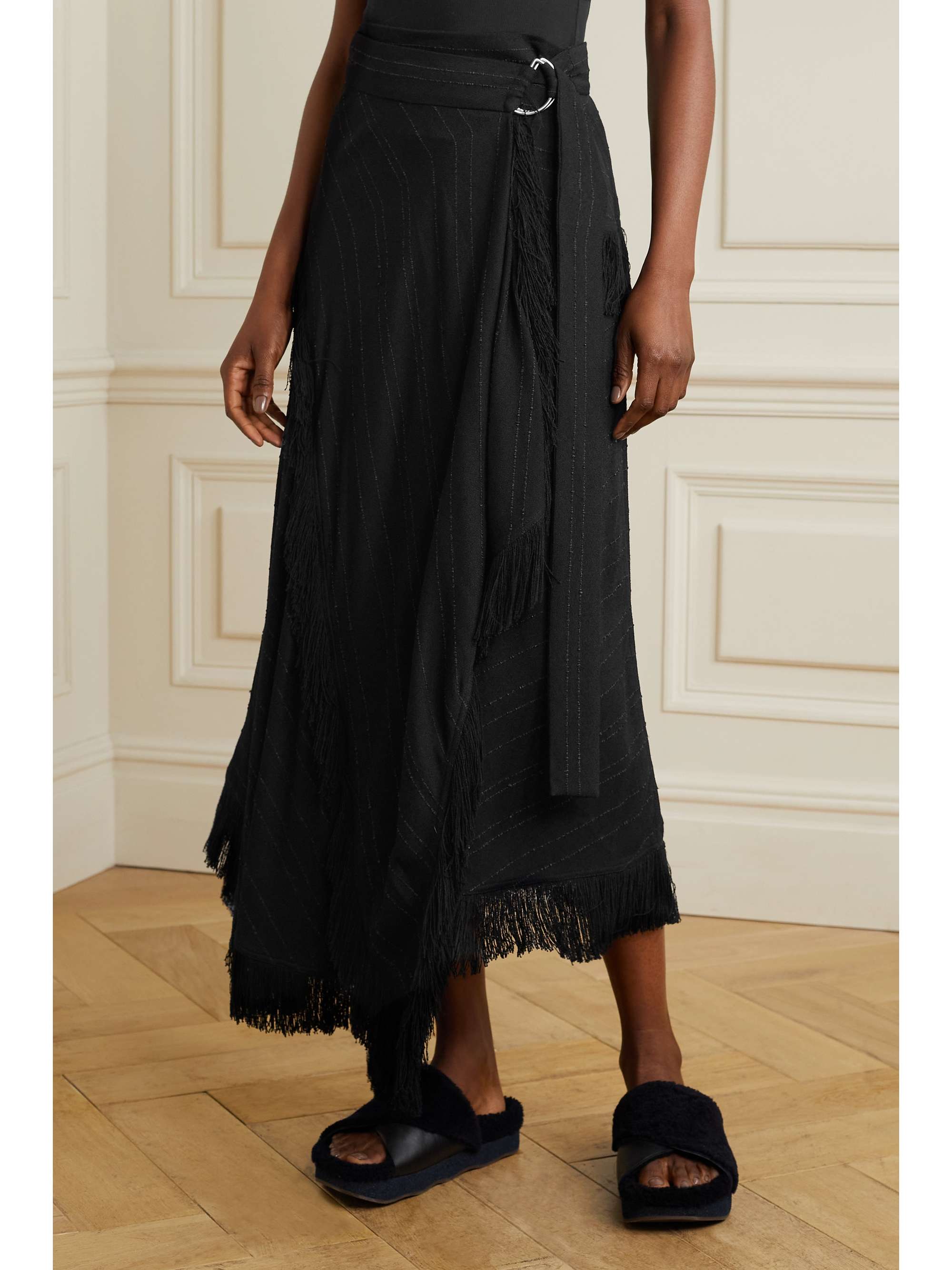PROENZA SCHOULER Wrap-effect fringed crepe skirt