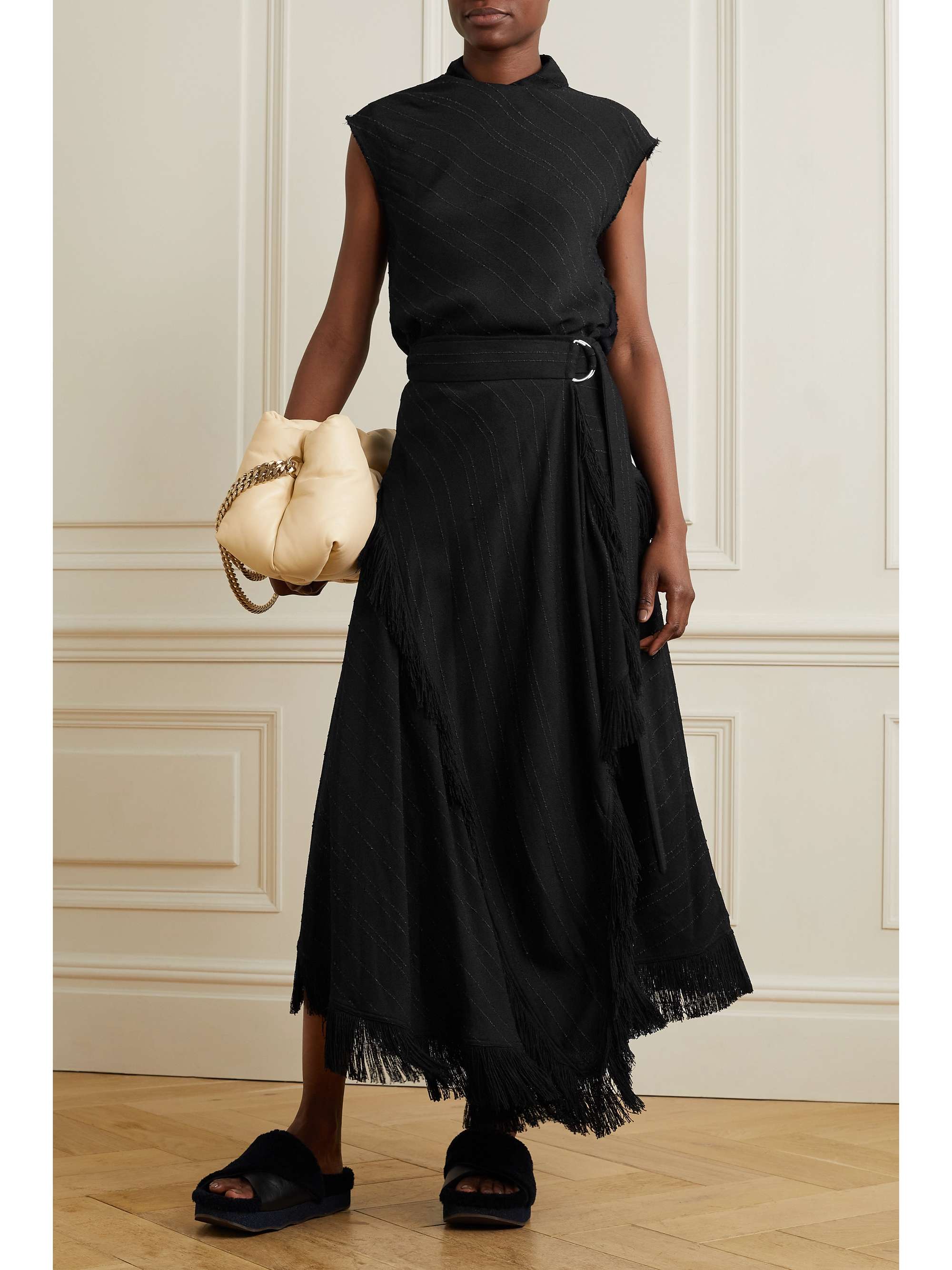 PROENZA SCHOULER Wrap-effect fringed crepe skirt