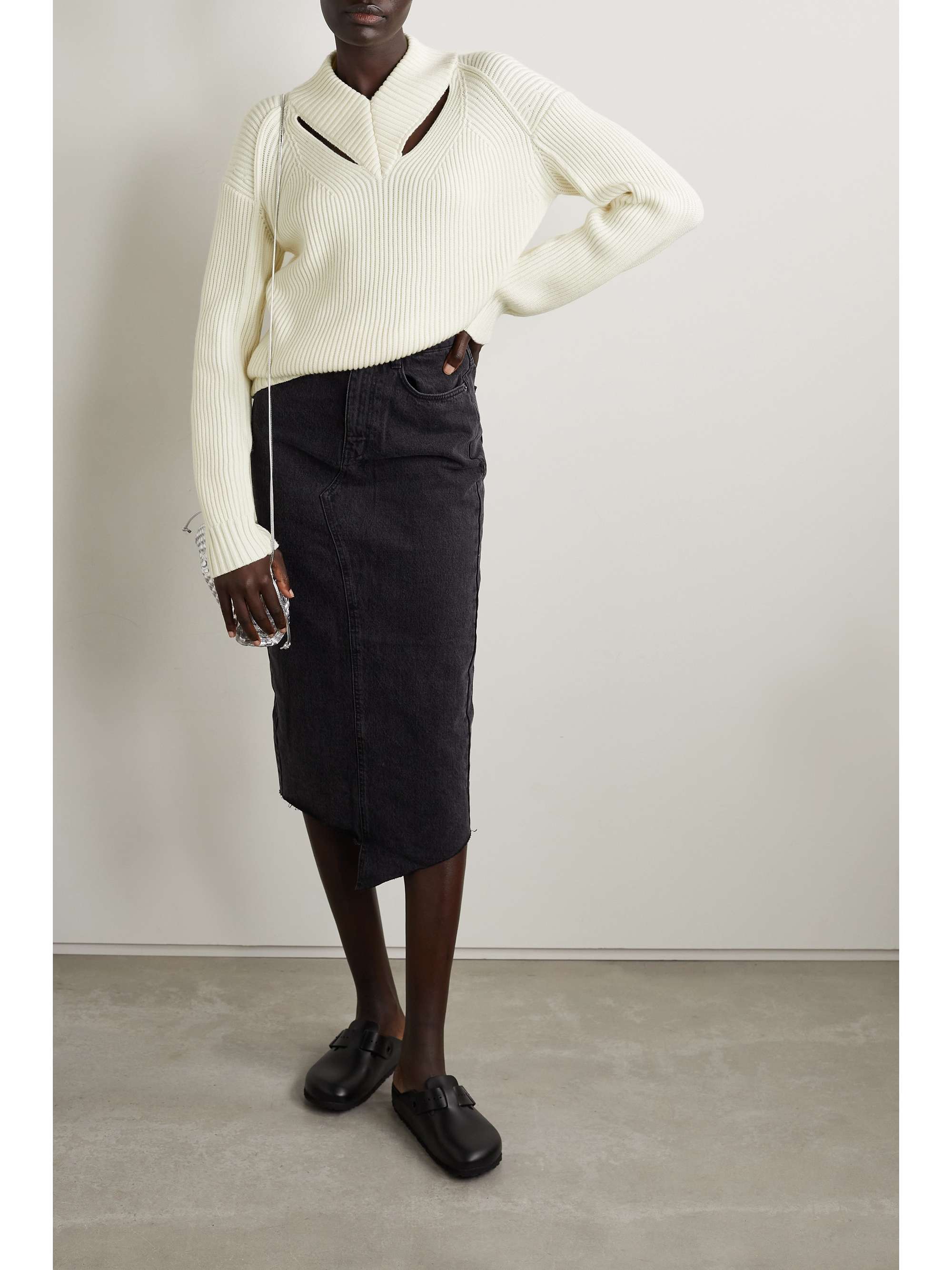 quilted down & wool short cardigan