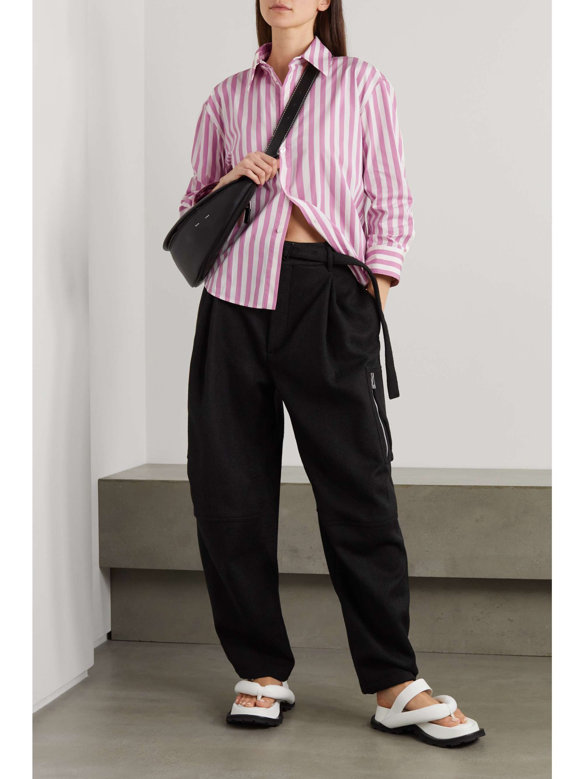 White Cropped striped organic cotton 