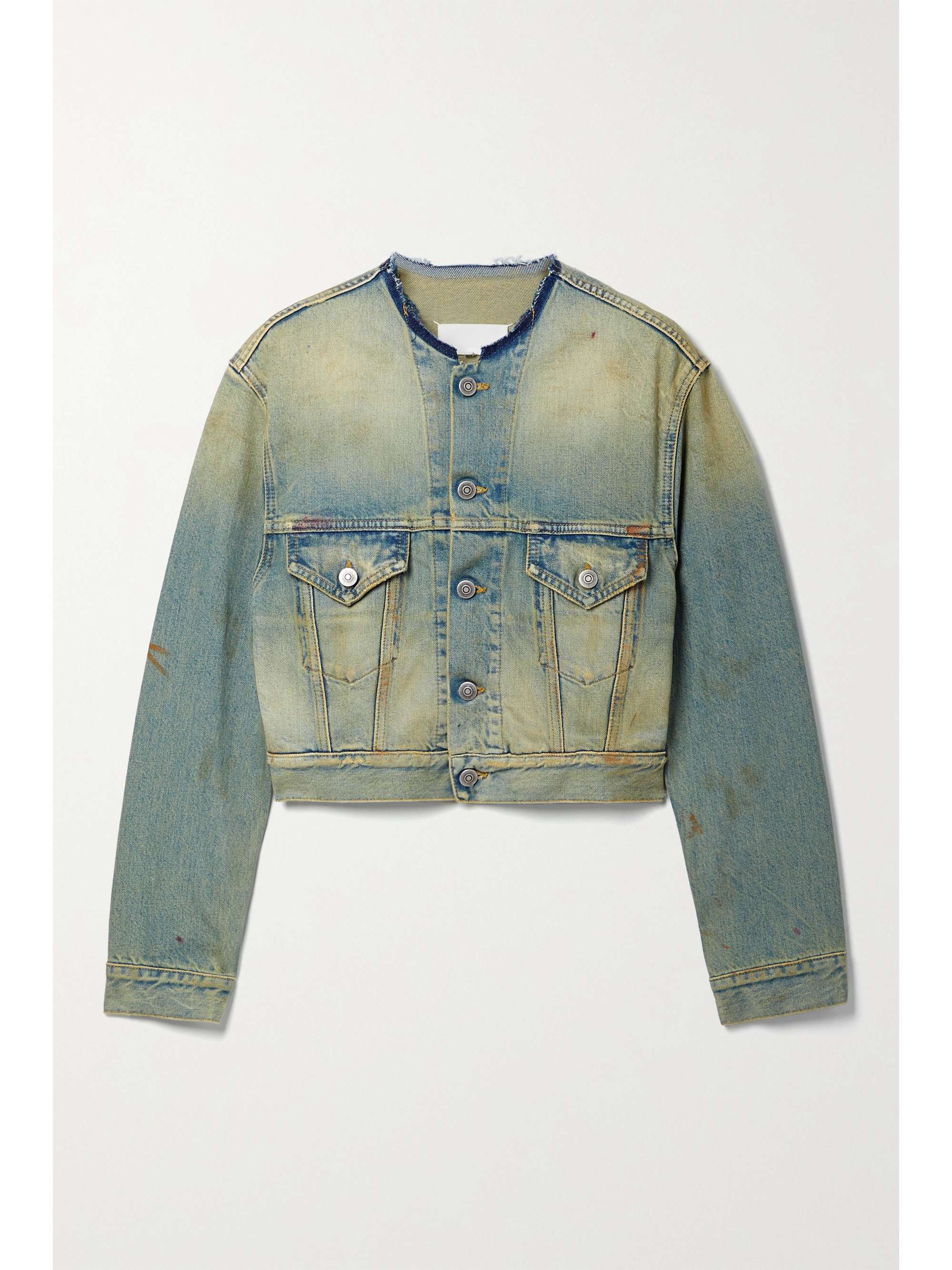 Light blue Cropped distressed denim 