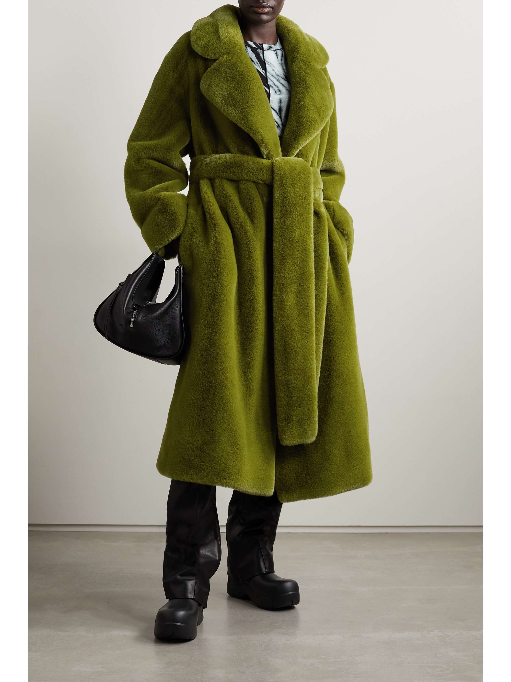 PROENZA SCHOULER WHITE LABEL Belted faux fur coat