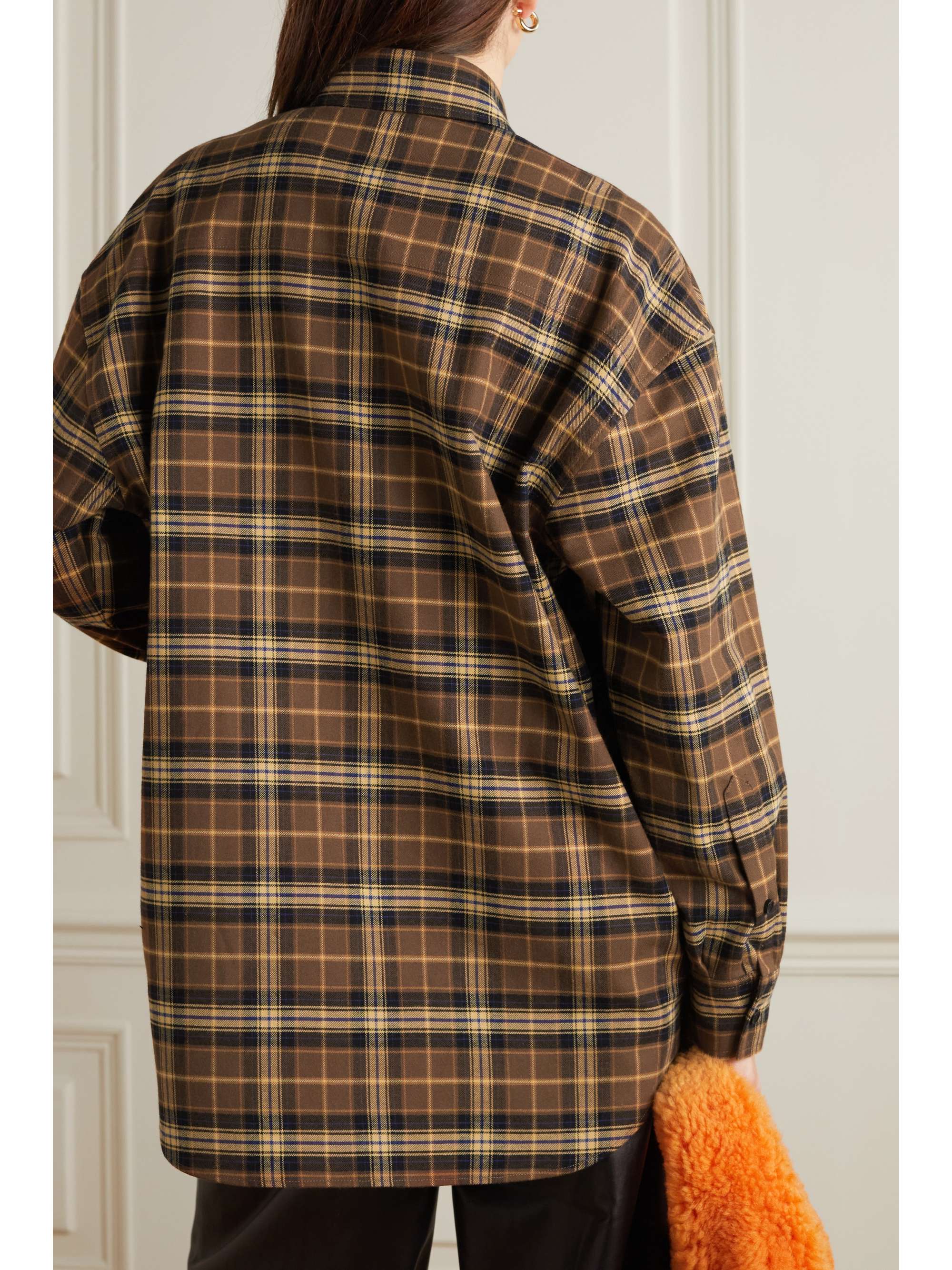 Brown Oversized checked cotton-flannel 