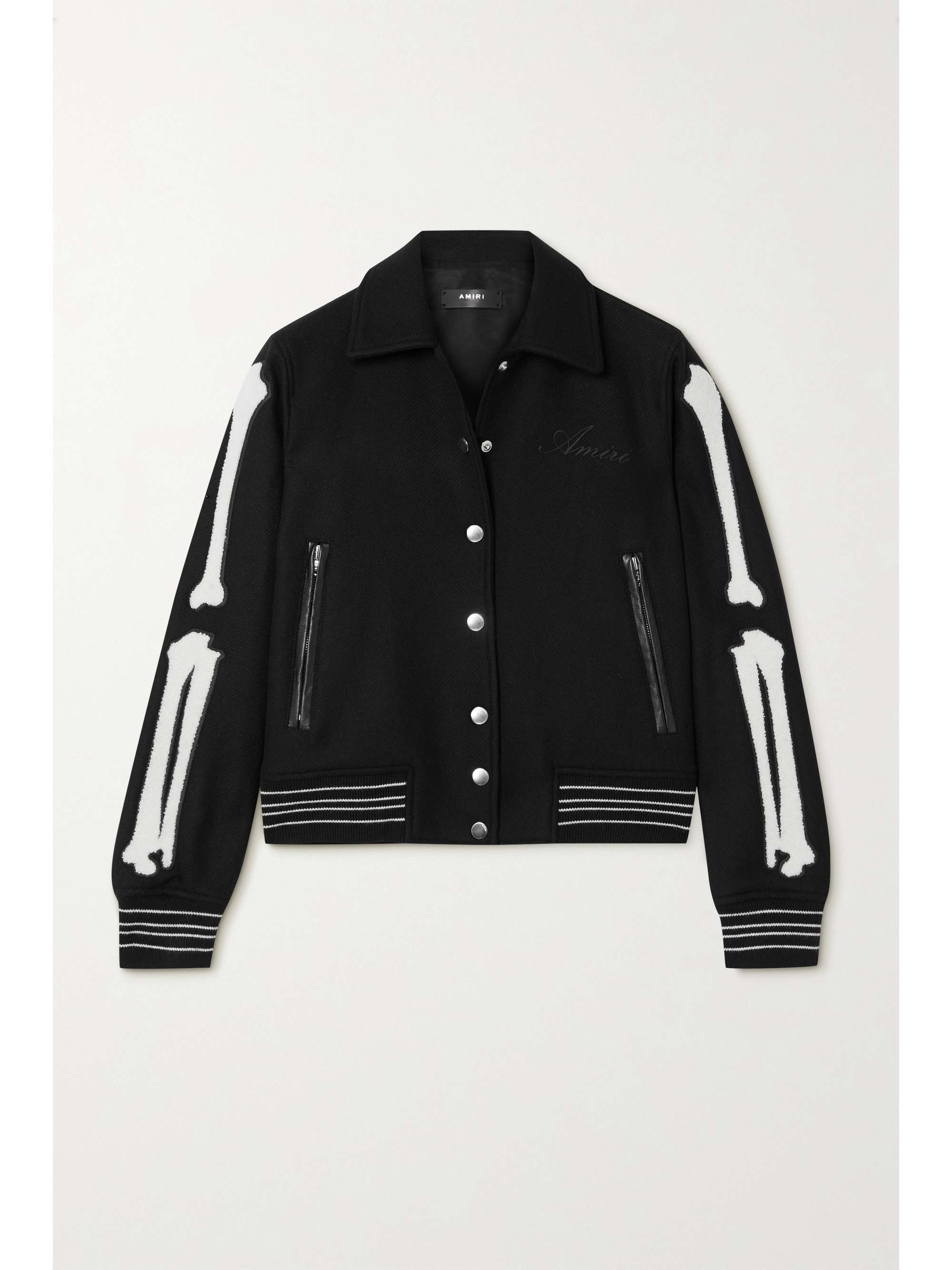 Black Bones appliquéd leather-trimmed 