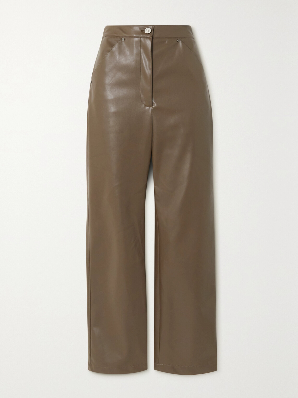 DEVEAUX Eve Faux Leather Straight-leg Pants - Brown