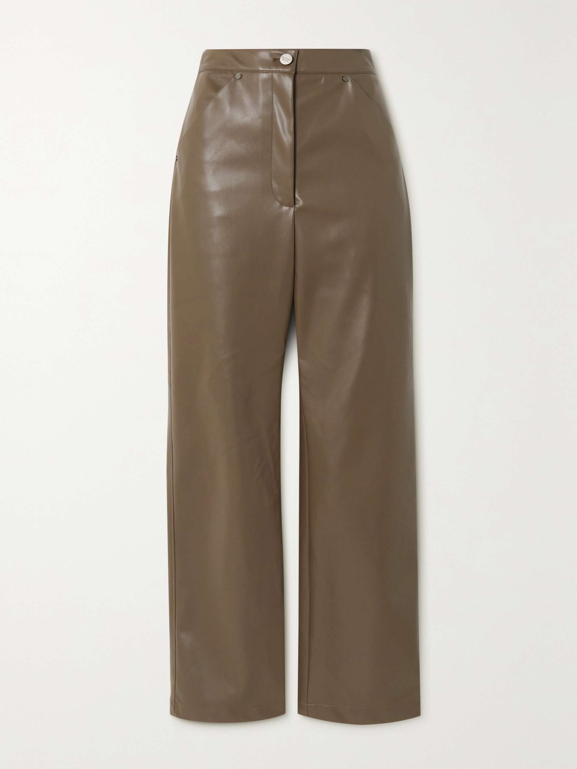 Taupe Eve faux leather straight-leg 