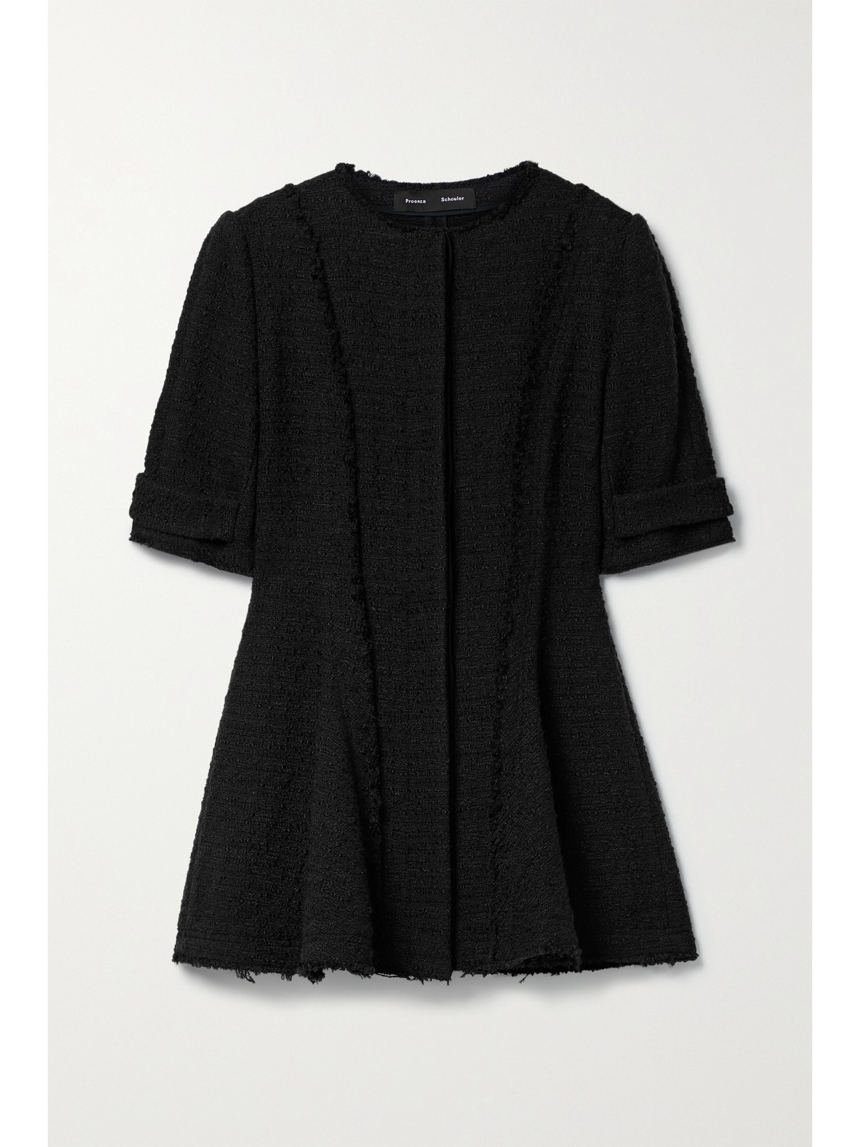 Proenza Schouler Raw Edge Tweed Short-sleeve Jacket In Black