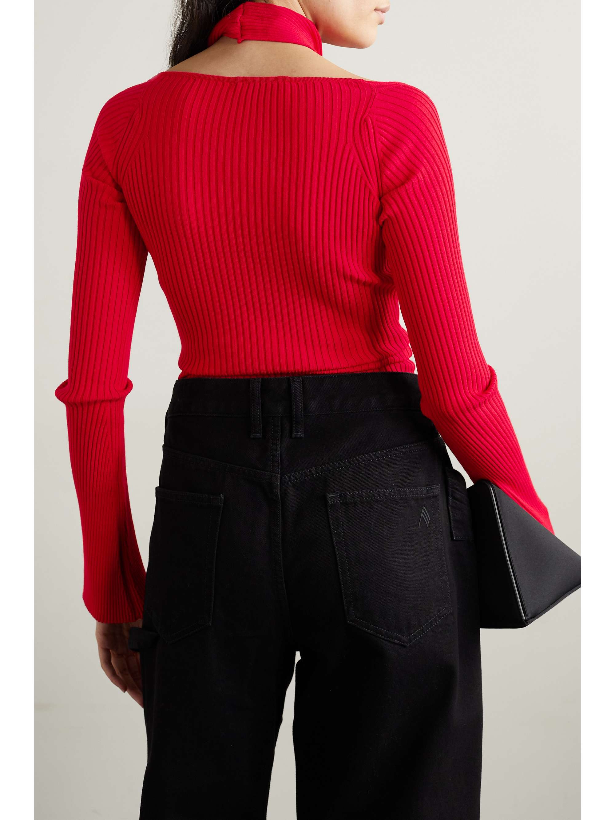 THE ATTICO Ribbed-knit halterneck sweater