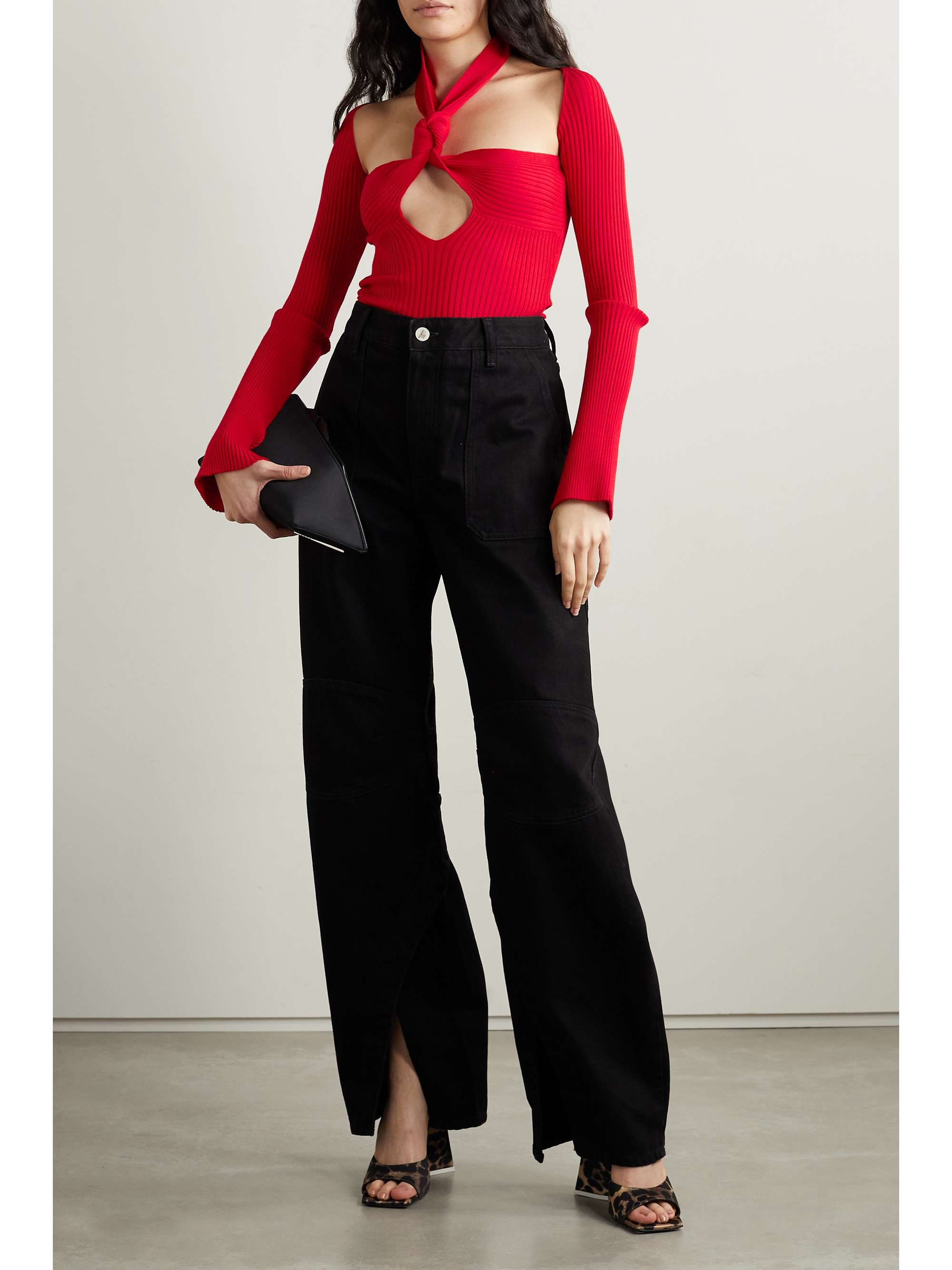 THE ATTICO Ribbed-knit halterneck sweater
