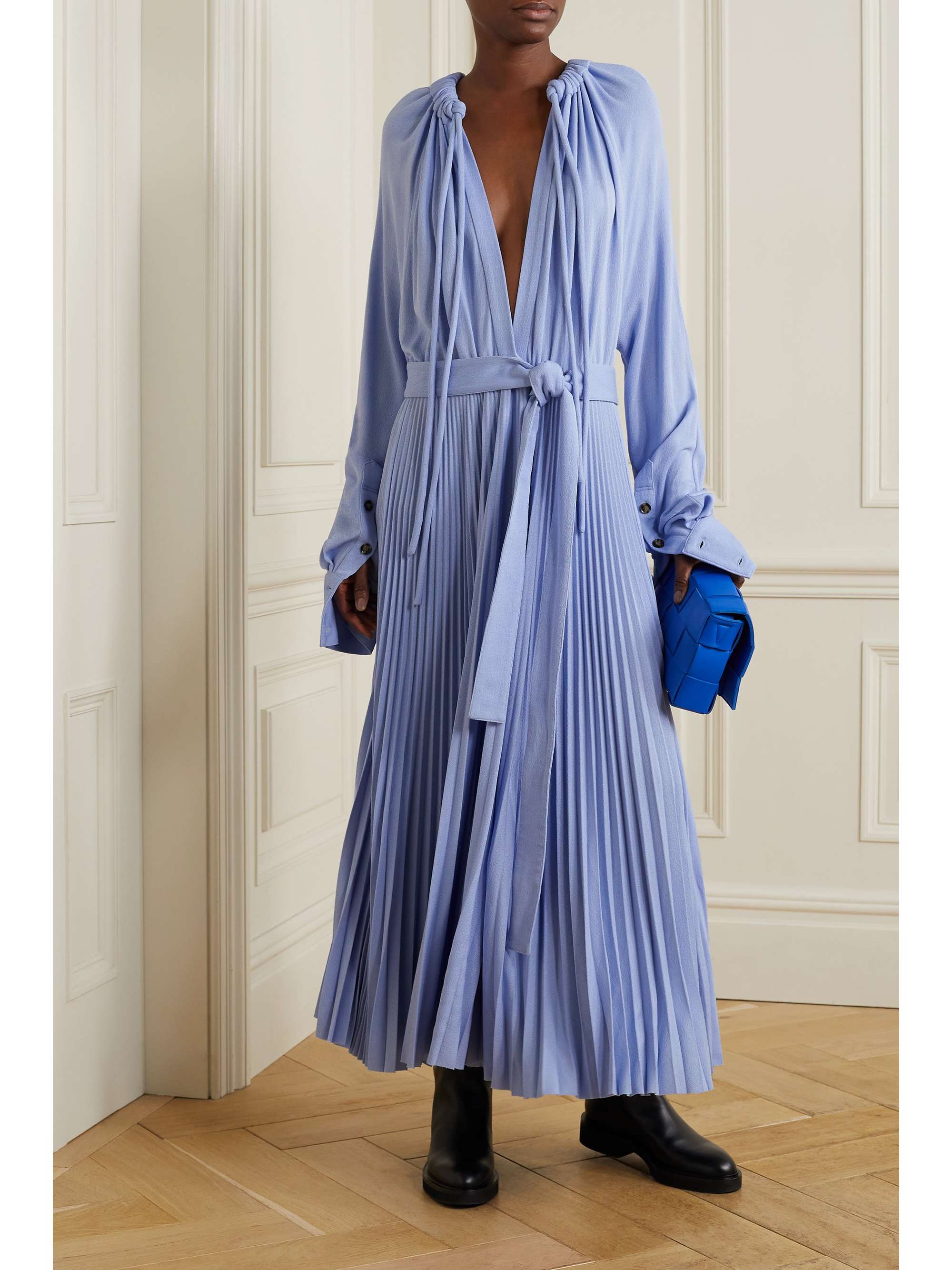 PROENZA SCHOULER Belted pleated crepe maxi dress