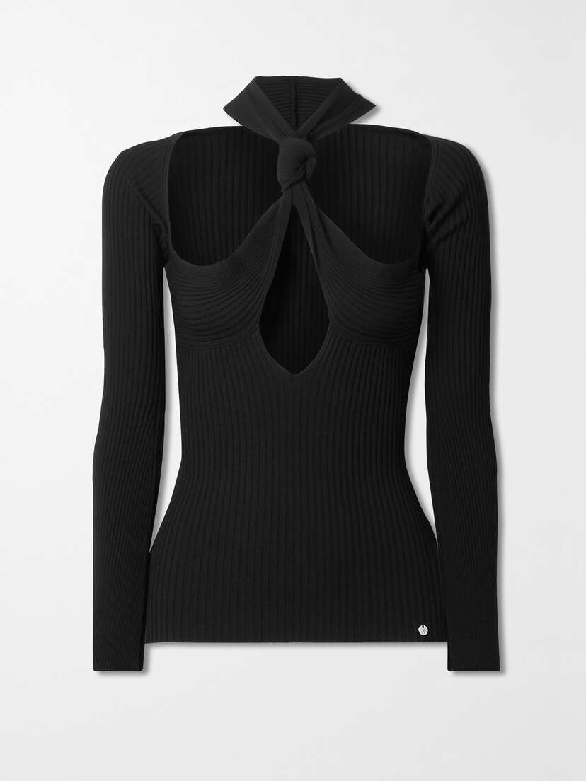 The Attico Ribbed-knit Halterneck Sweater