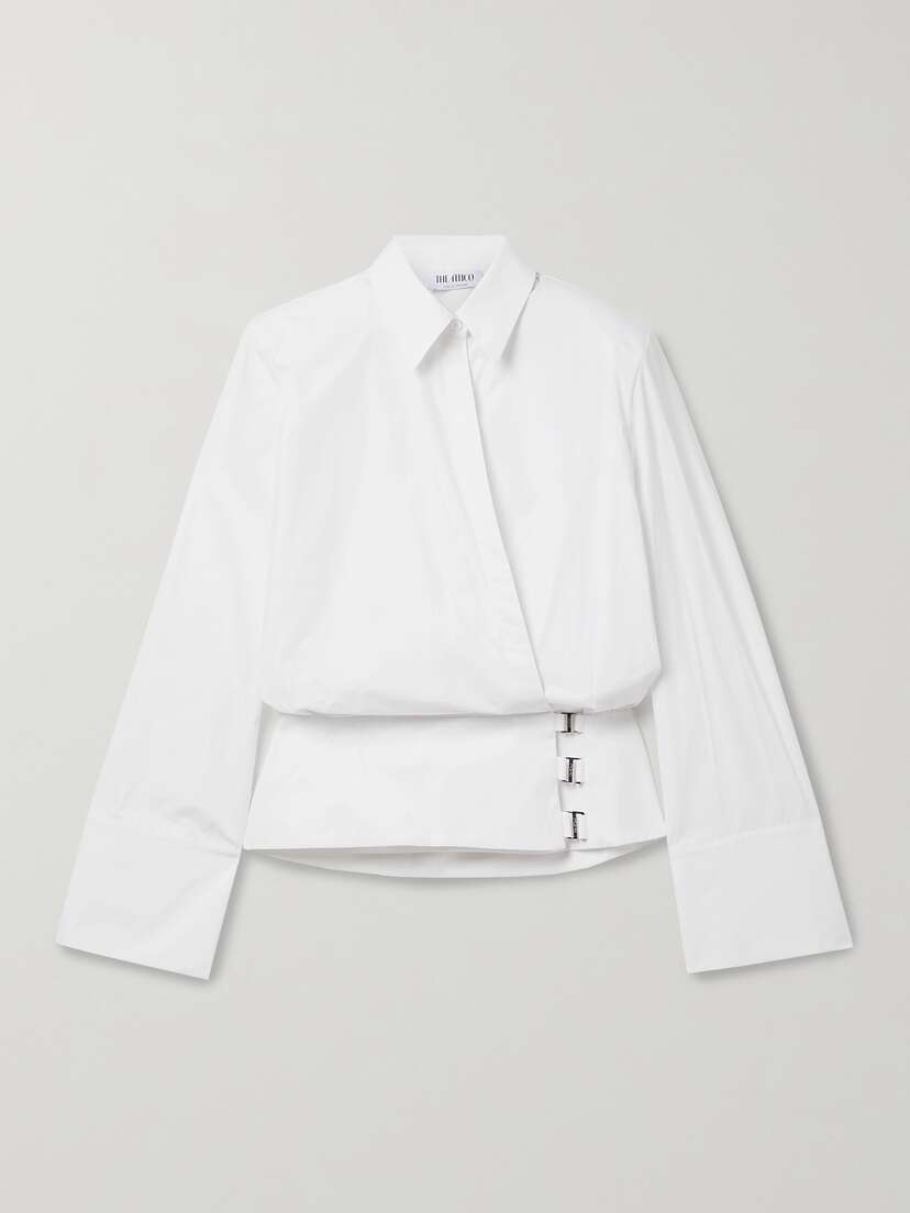 The Attico Delia Cotton-poplin Wrap Blouse