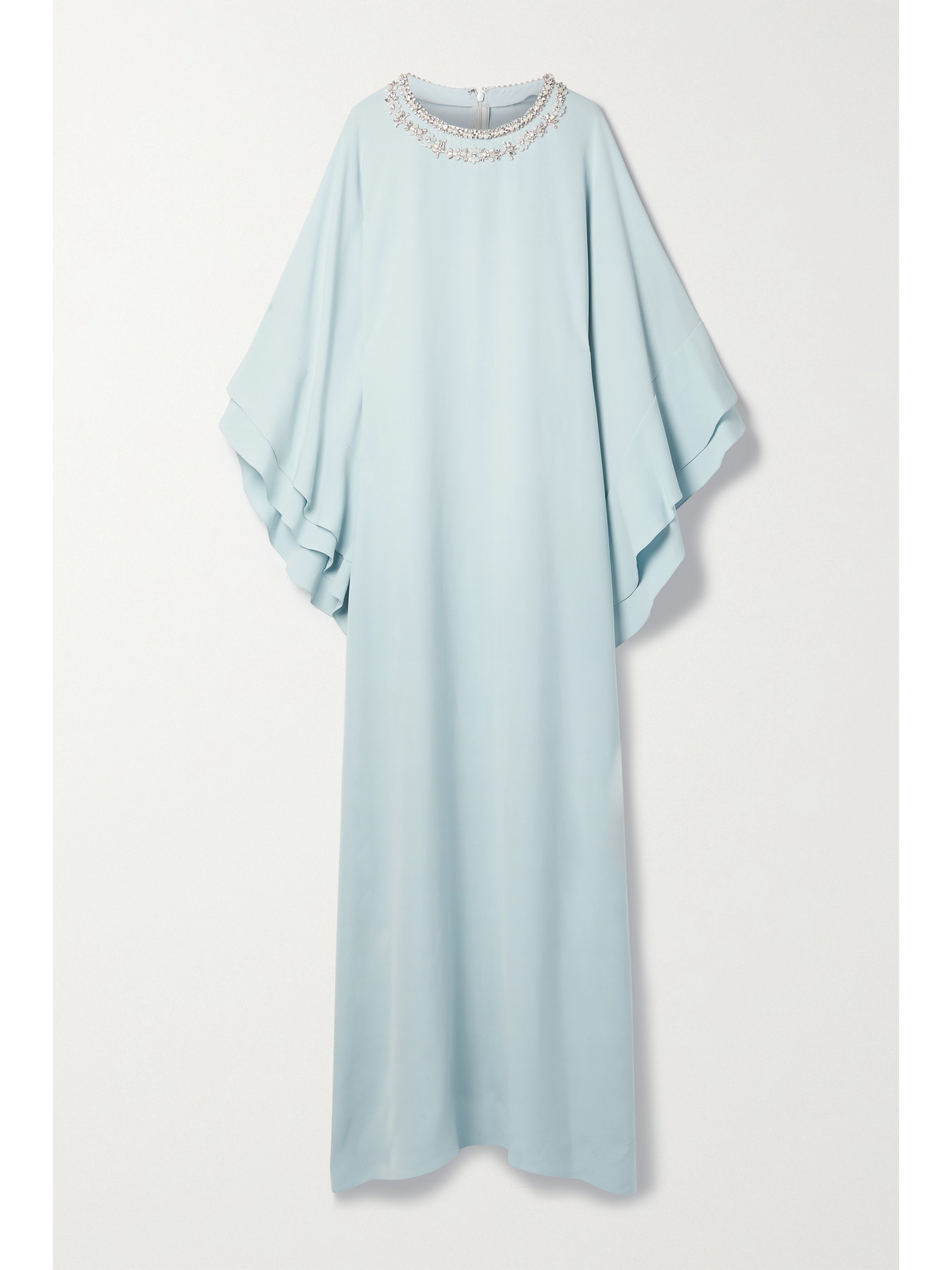 REEM ACRA - Embellished Ruffled Crepe Gown - Sky blue