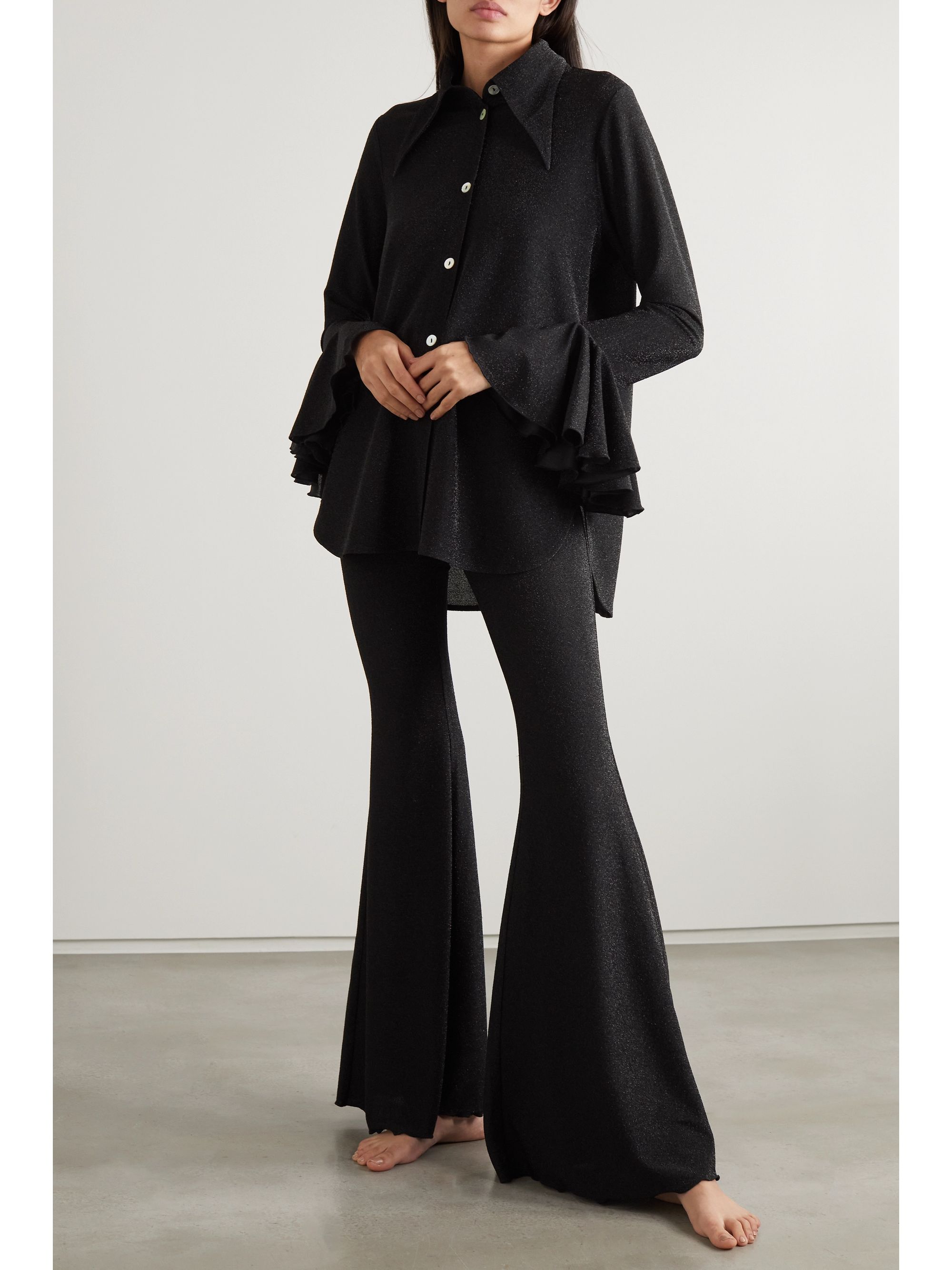 SLEEPER Cosmos metallic-knit shirt and pants set, £217.73
