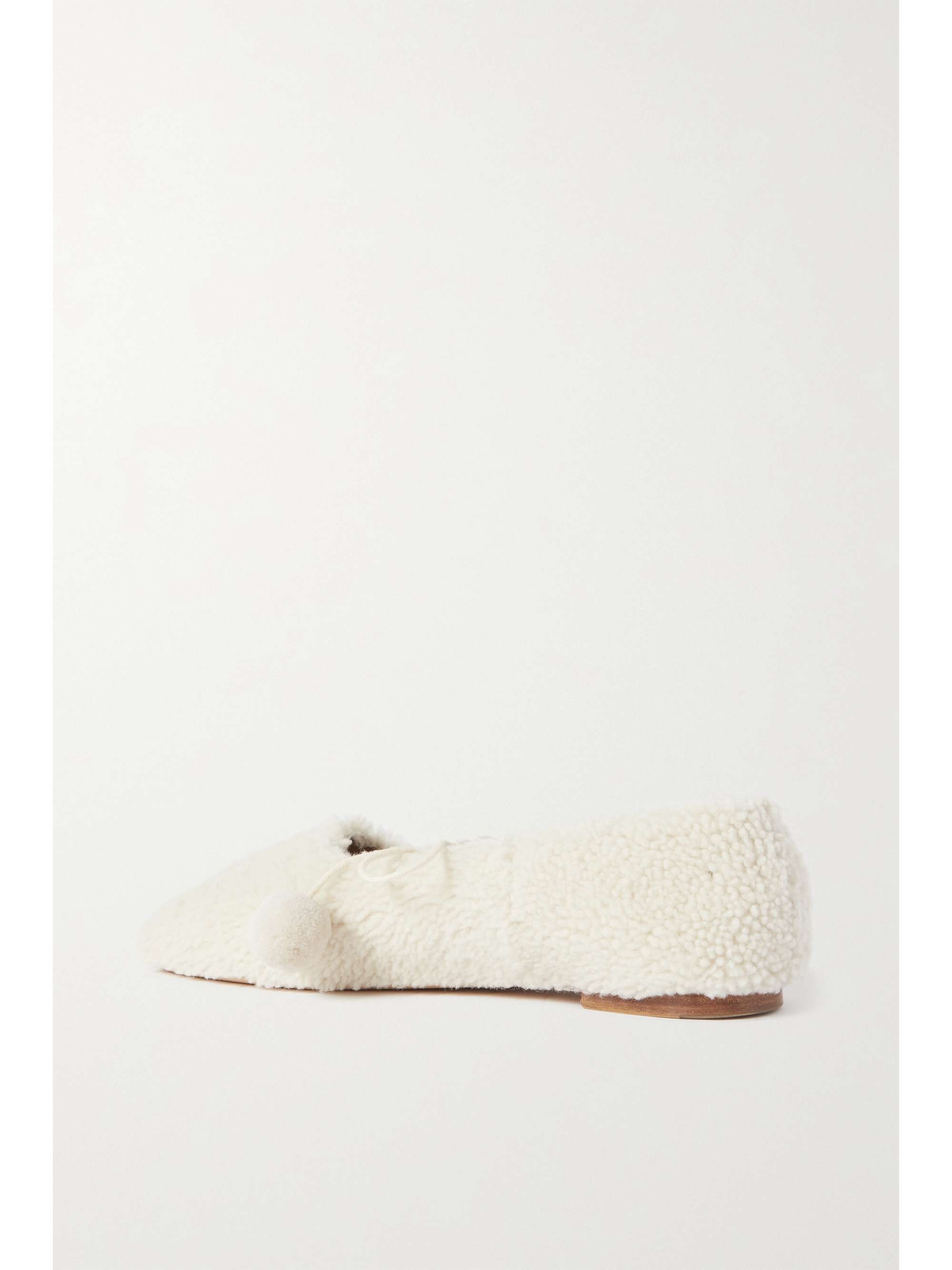 SLEEPER + NET SUSTAIN Lulu pompom-embellished shearling ballet flats