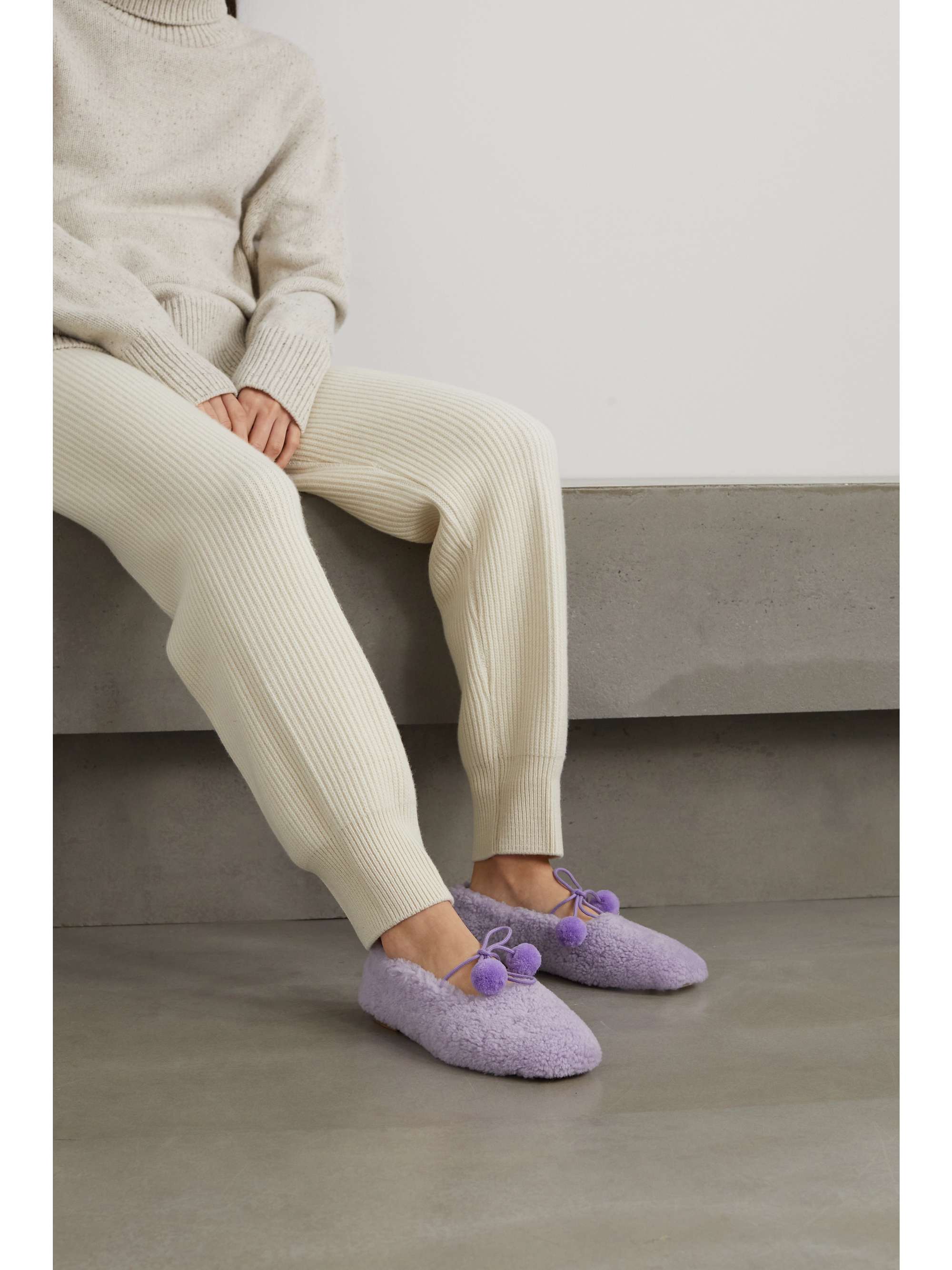 shearling ballet flats