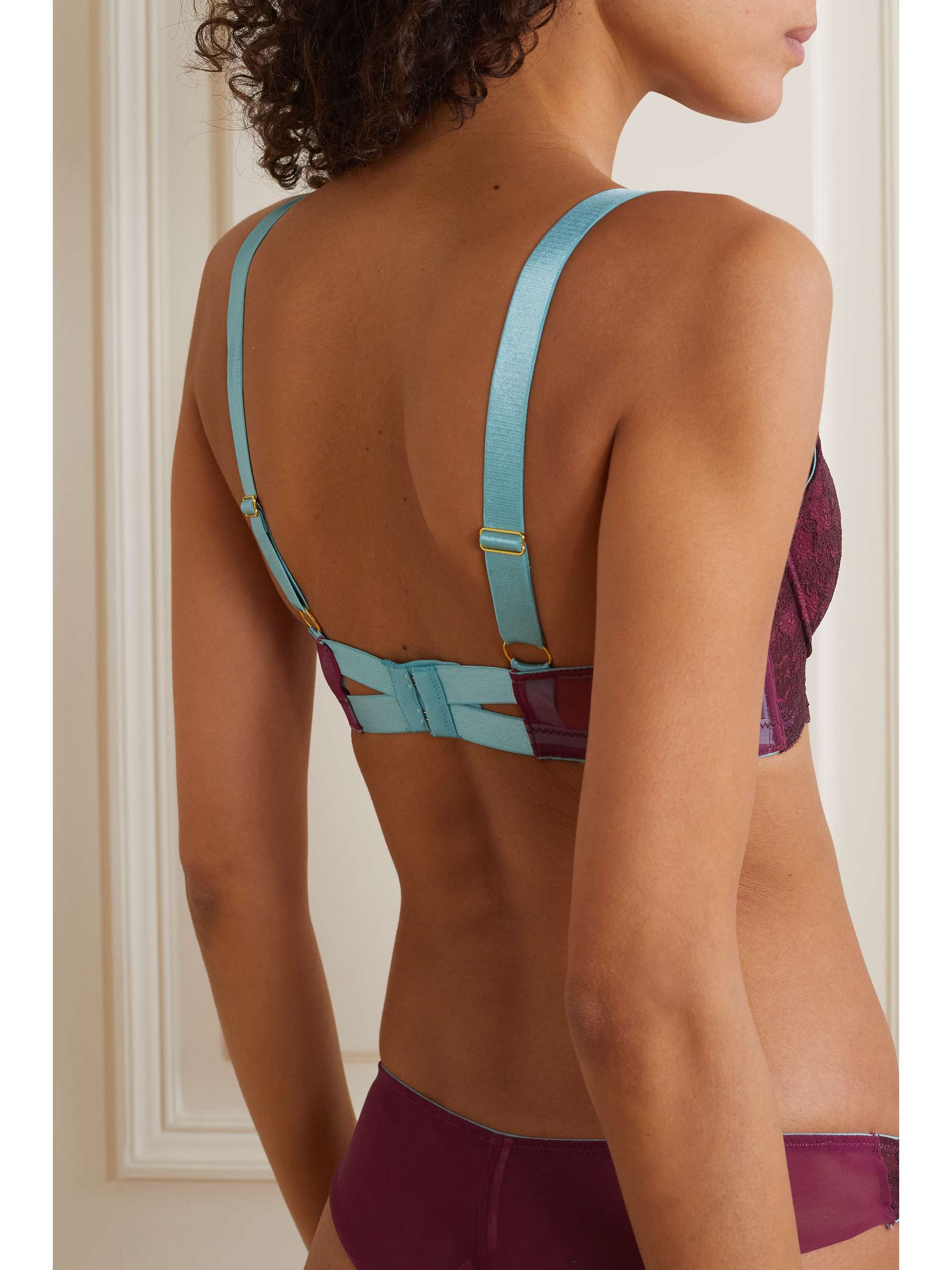 DORA LARSEN Orla recycled lace and tulle underwired balconette bra