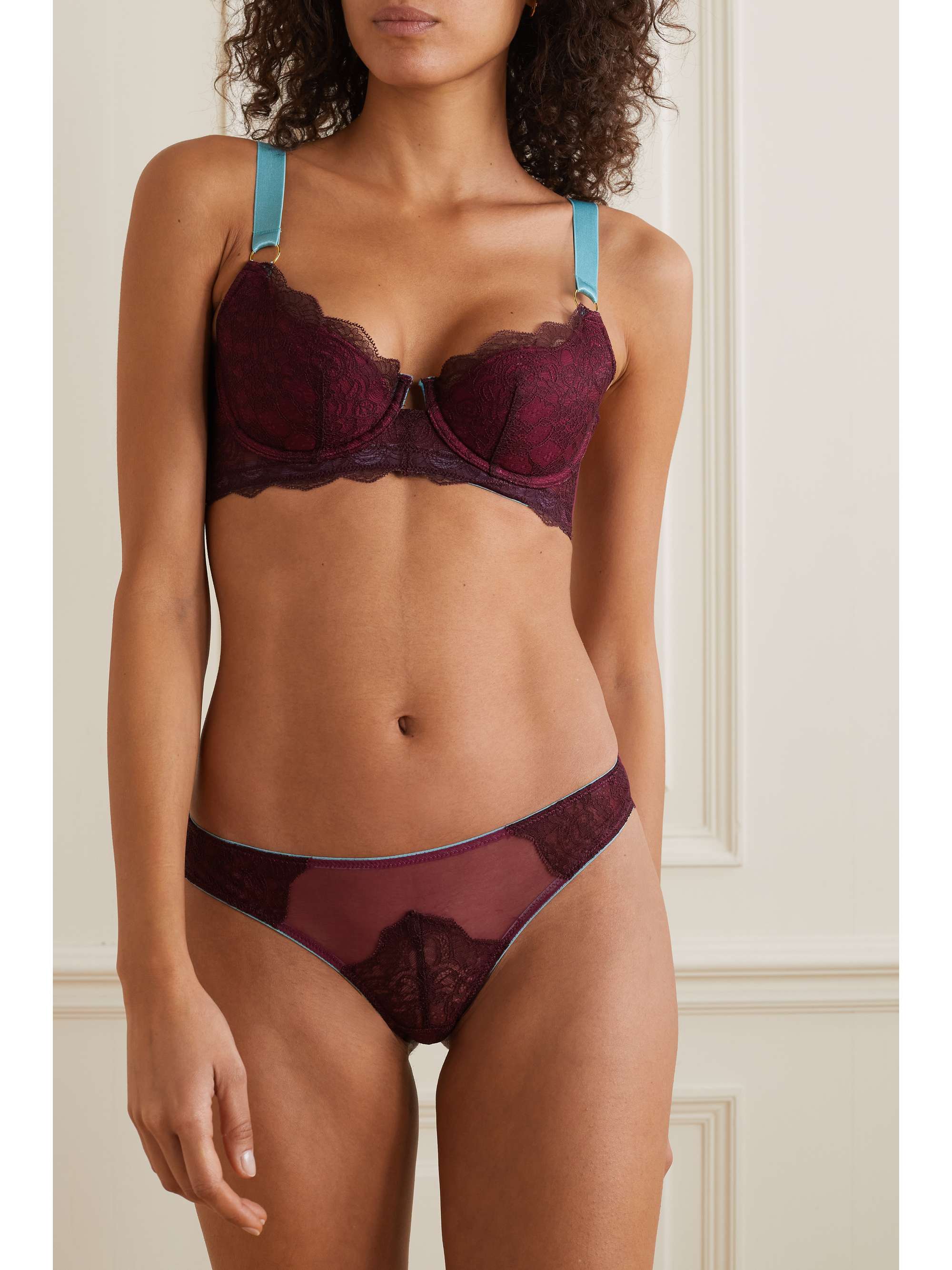 DORA LARSEN Orla recycled lace and tulle underwired balconette bra