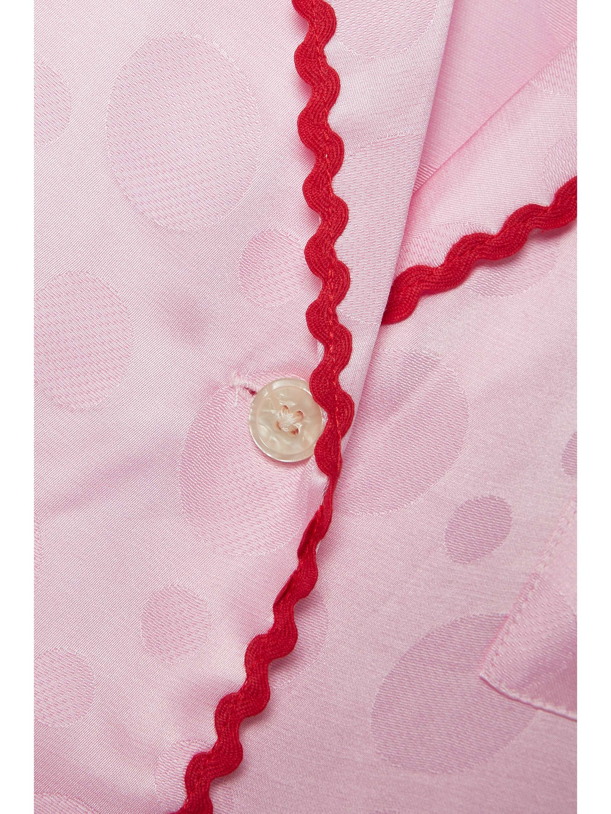 MORGAN LANE + Candy Land Mimi Margo ruffled embroidered satin-jacquard pajama set