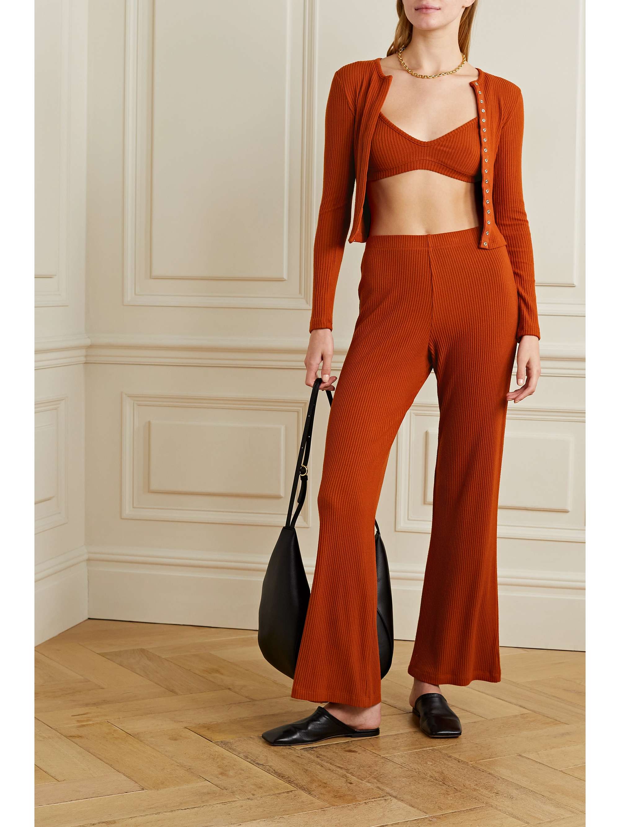 LESET Alex ribbed-knit track pants