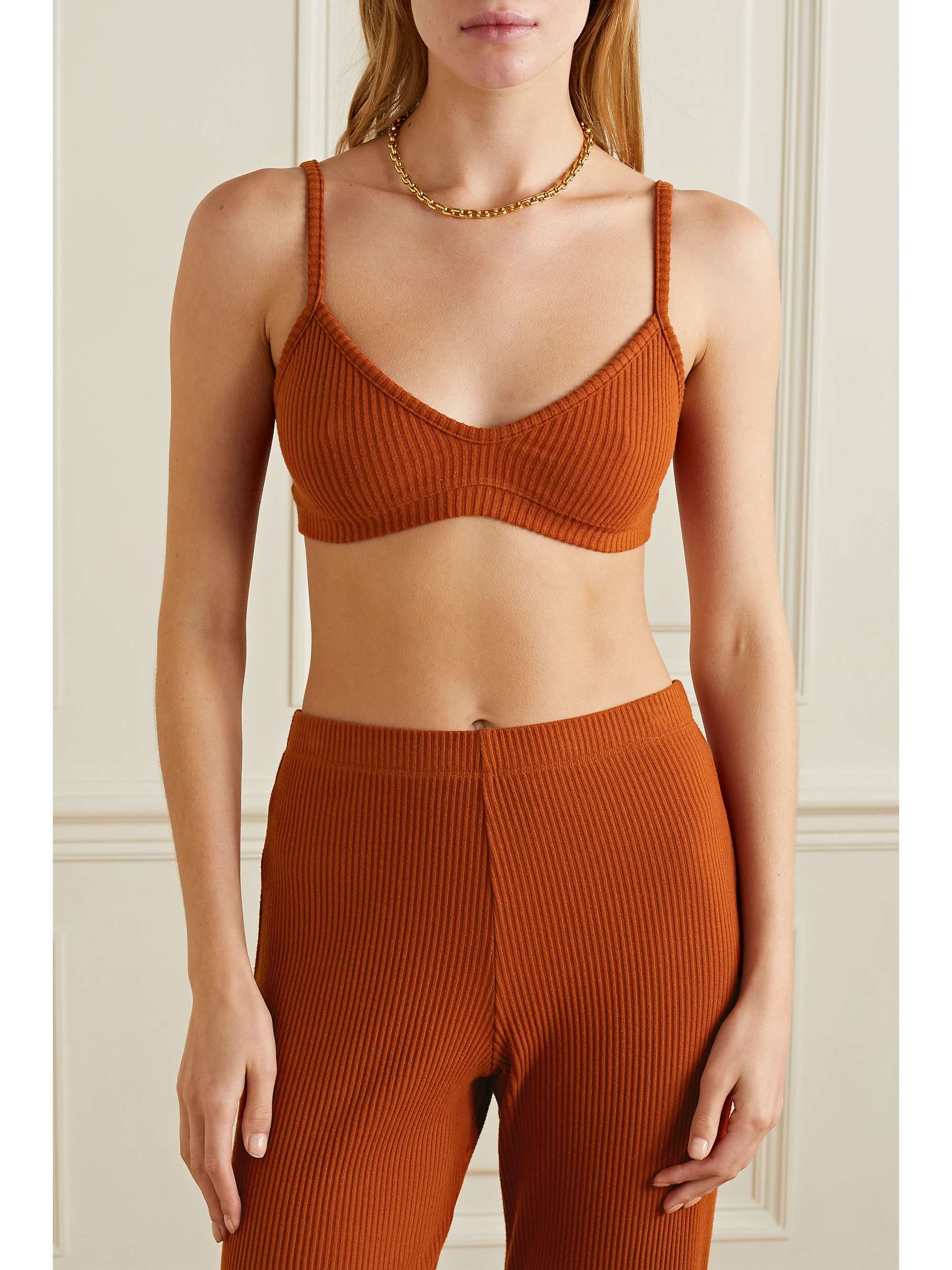 LESET Alex ribbed-knit soft-cup bralette