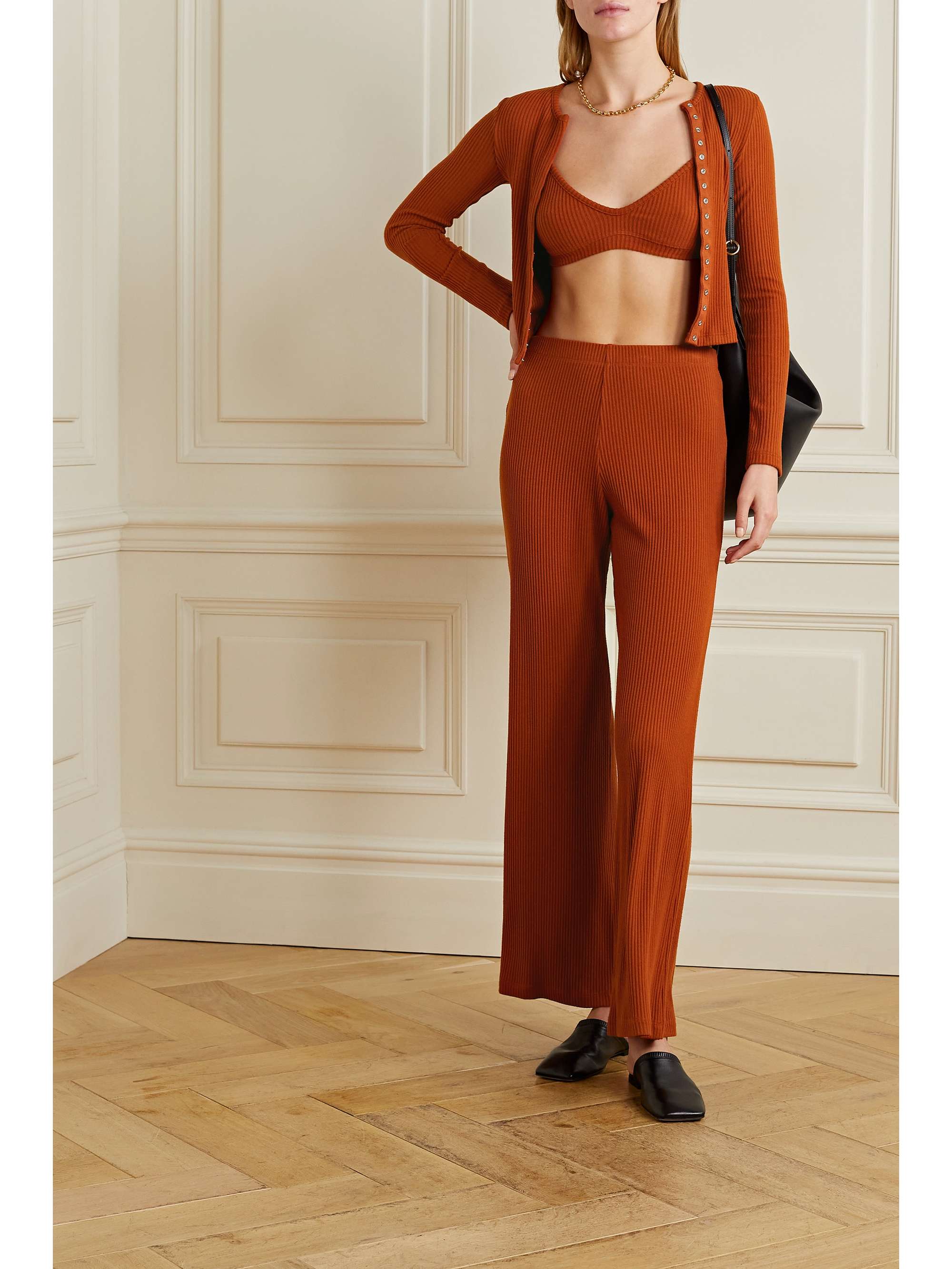 LESET Alex ribbed-knit soft-cup bralette