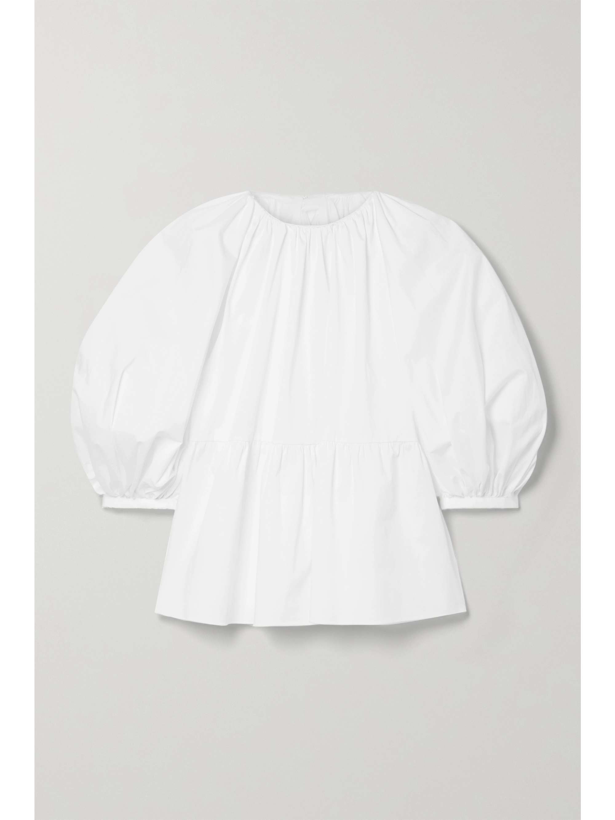 White Bow-detailed tiered cotton-blend 