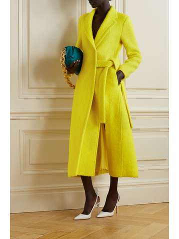 asos chartreuse belted coat